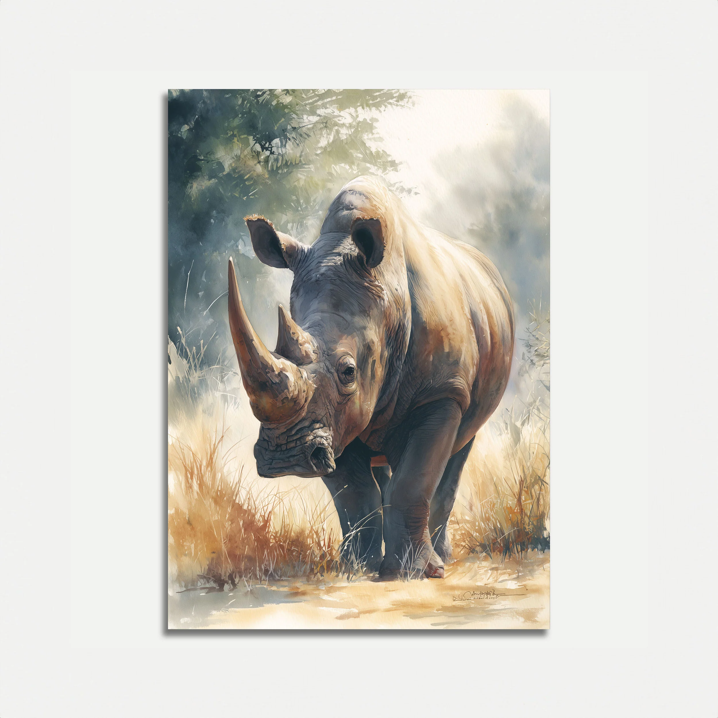 Majestic Rhino Wildlife Poster