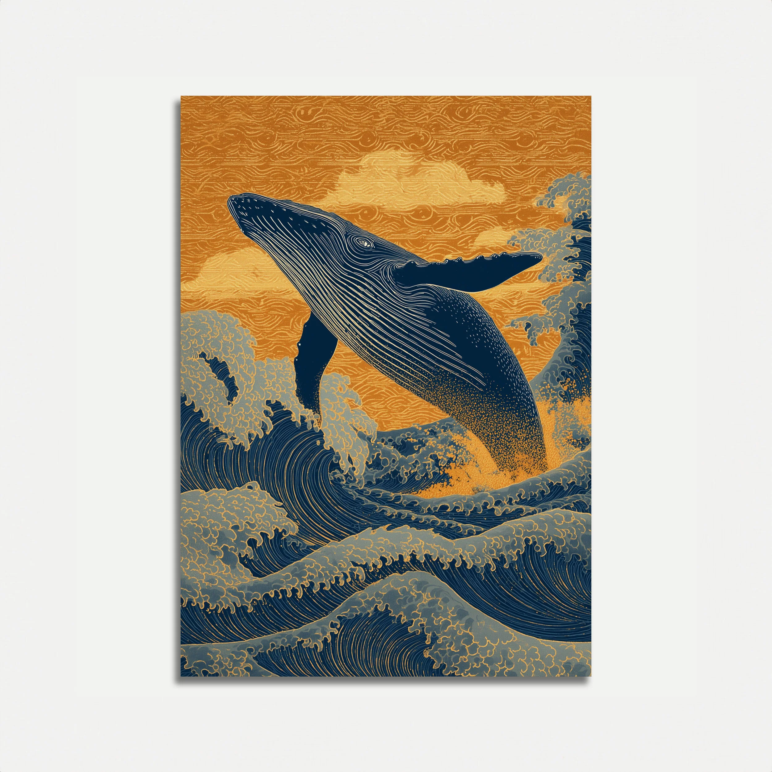 Majestic Whale Breaching Waves Poster