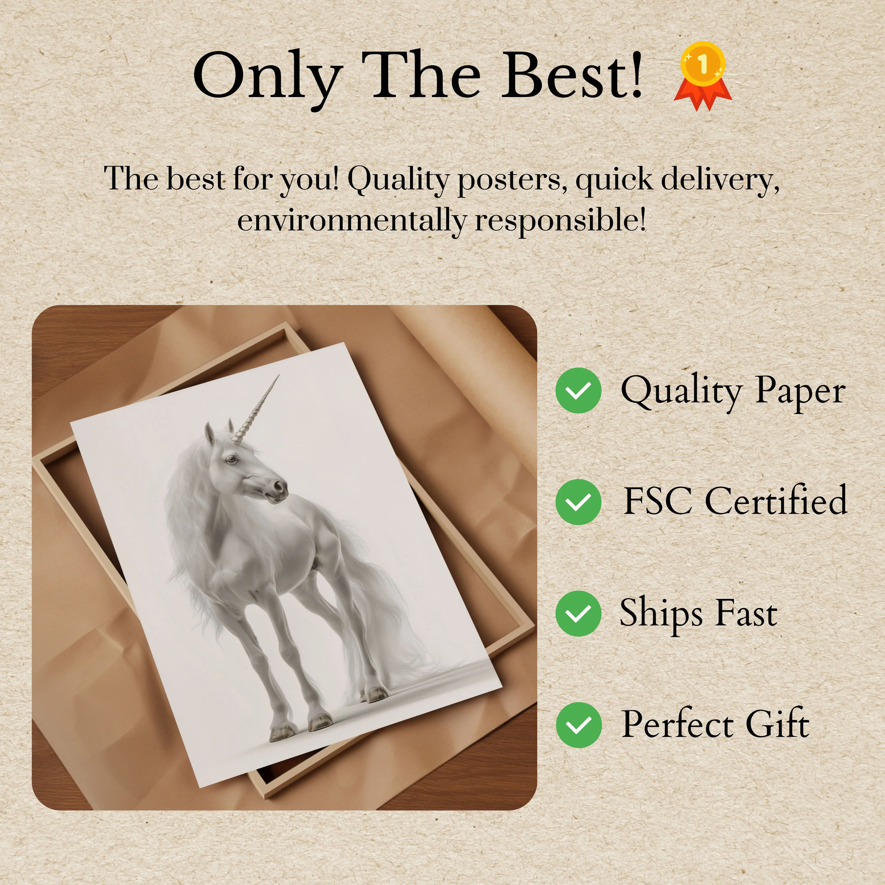 Majestic White Unicorn Poster - Image 3