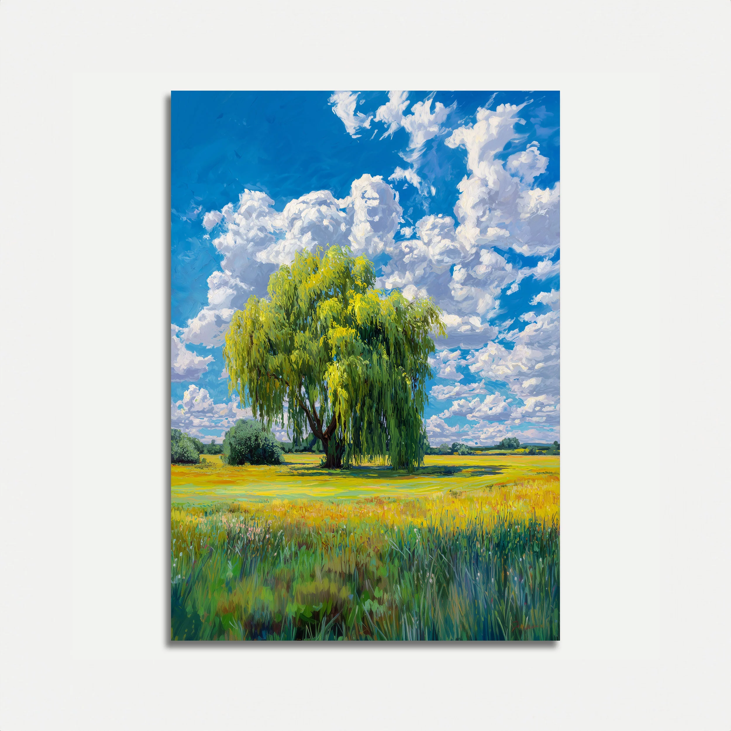 Majestic Willow Under Cloudy Skies Poster