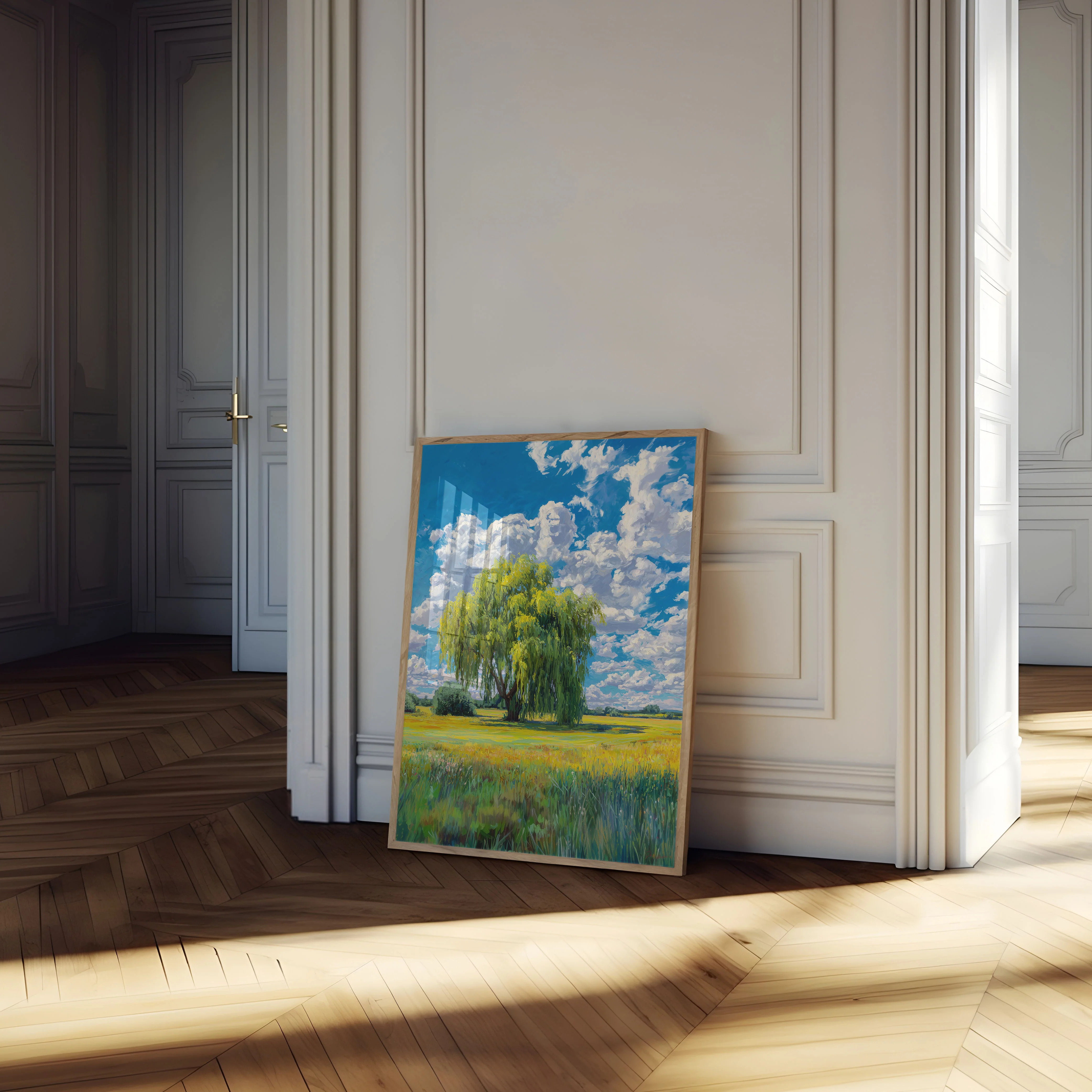 Majestic Willow Under Cloudy Skies Poster - Image 4