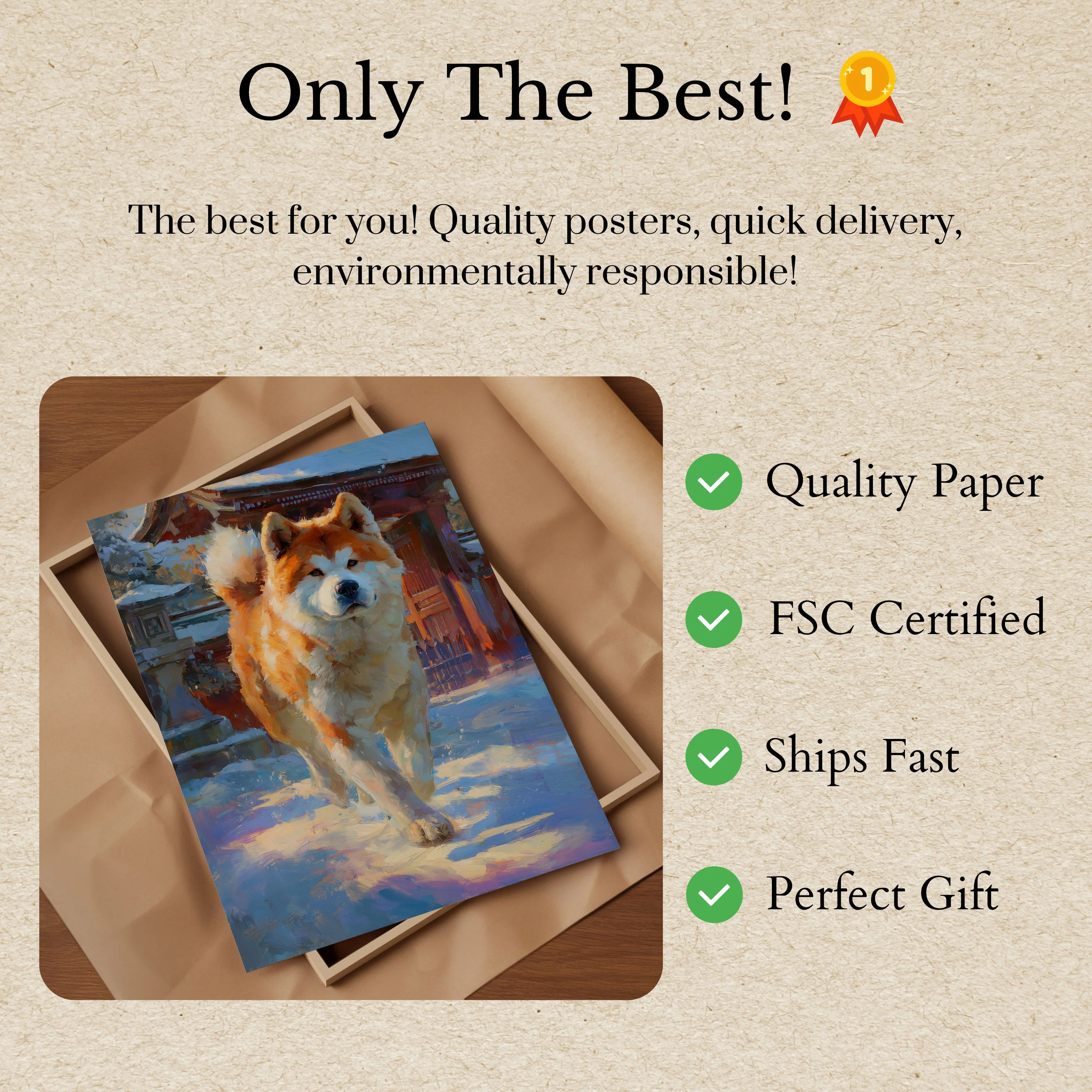 Majestic Winter Akita Dog Poster - Image 3