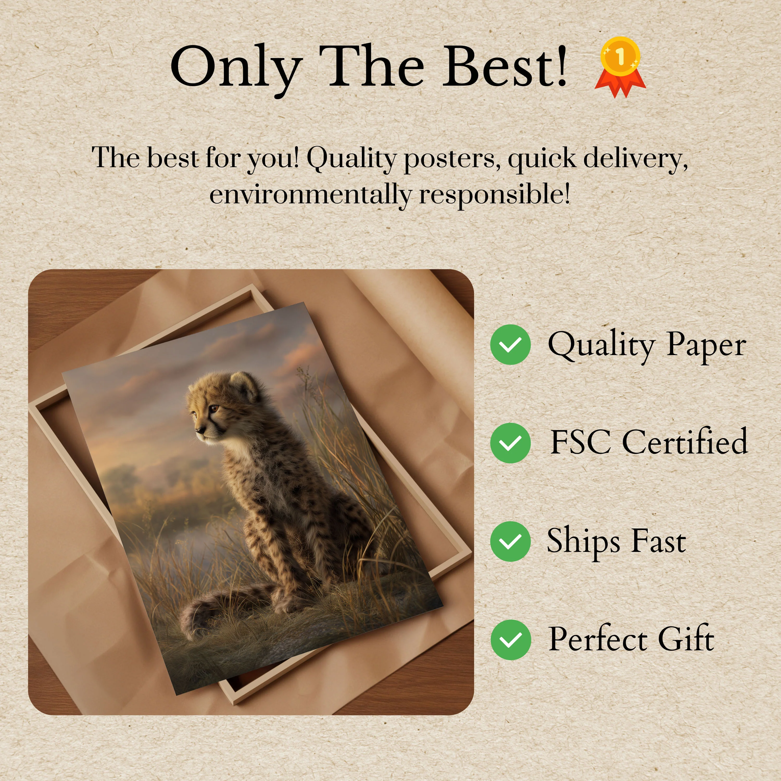 Majestic Young Cheetah Wilderness Poster - Image 3
