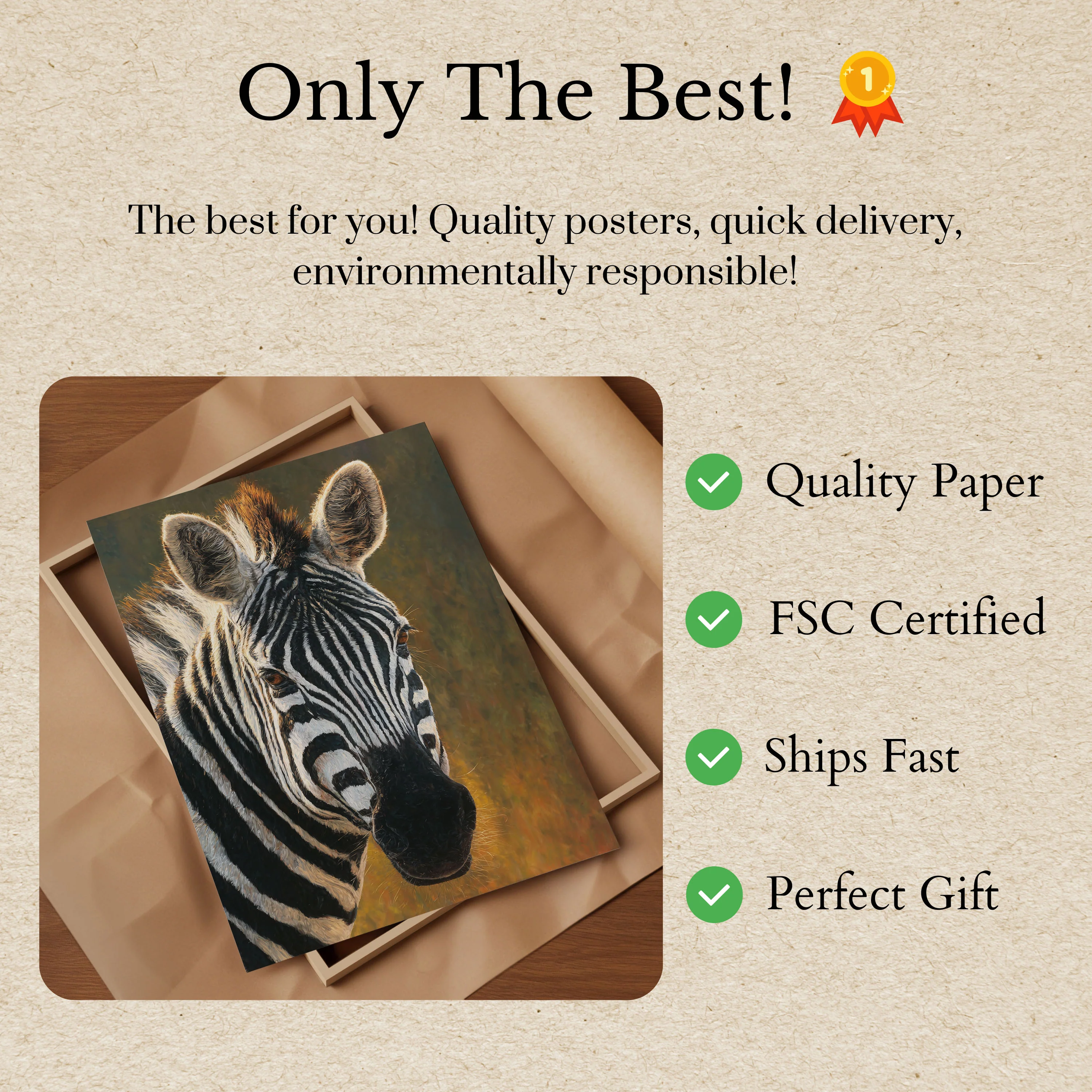 Majestic Zebra Portrait Poster - Image 3