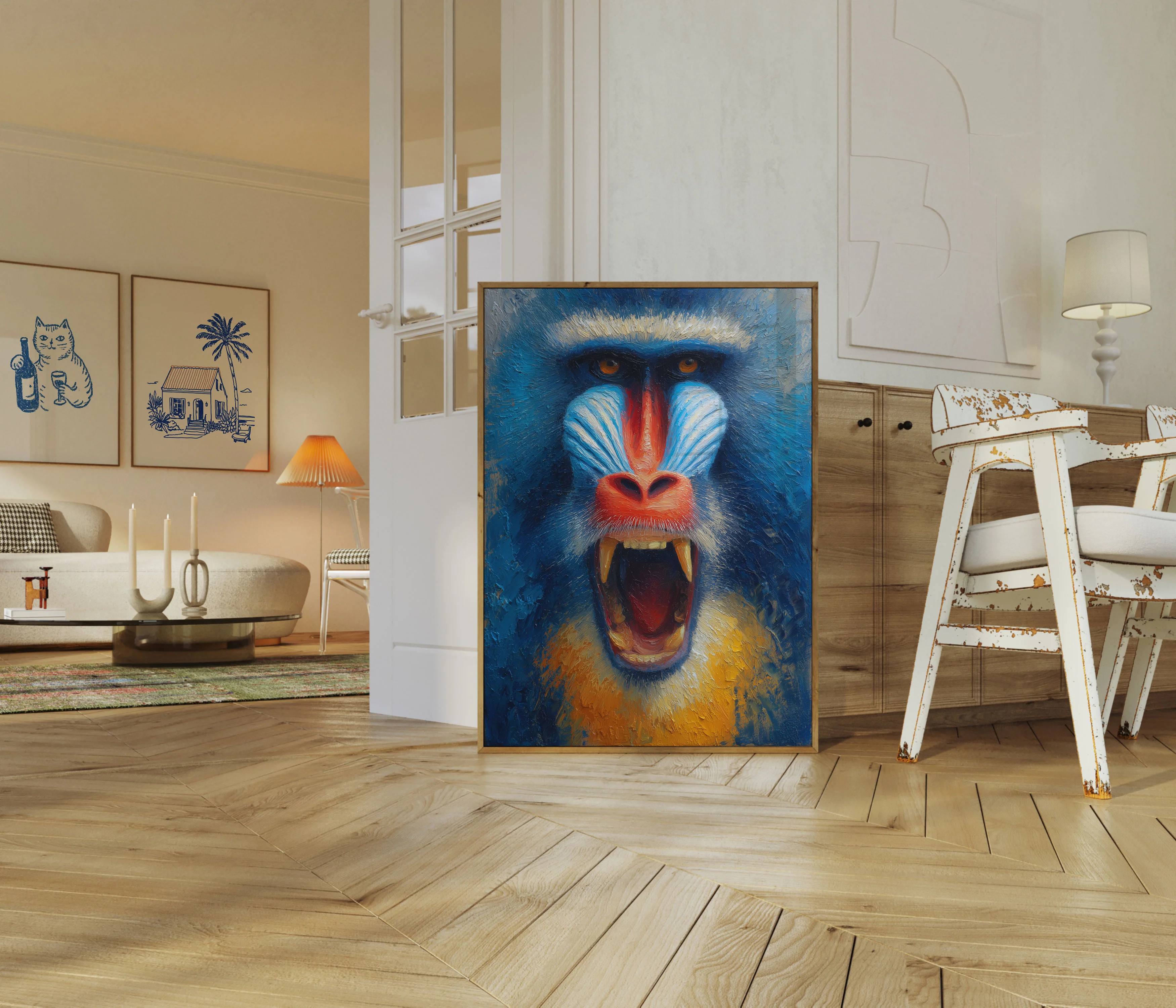 Mandrill Face Portrait Poster - Image 5
