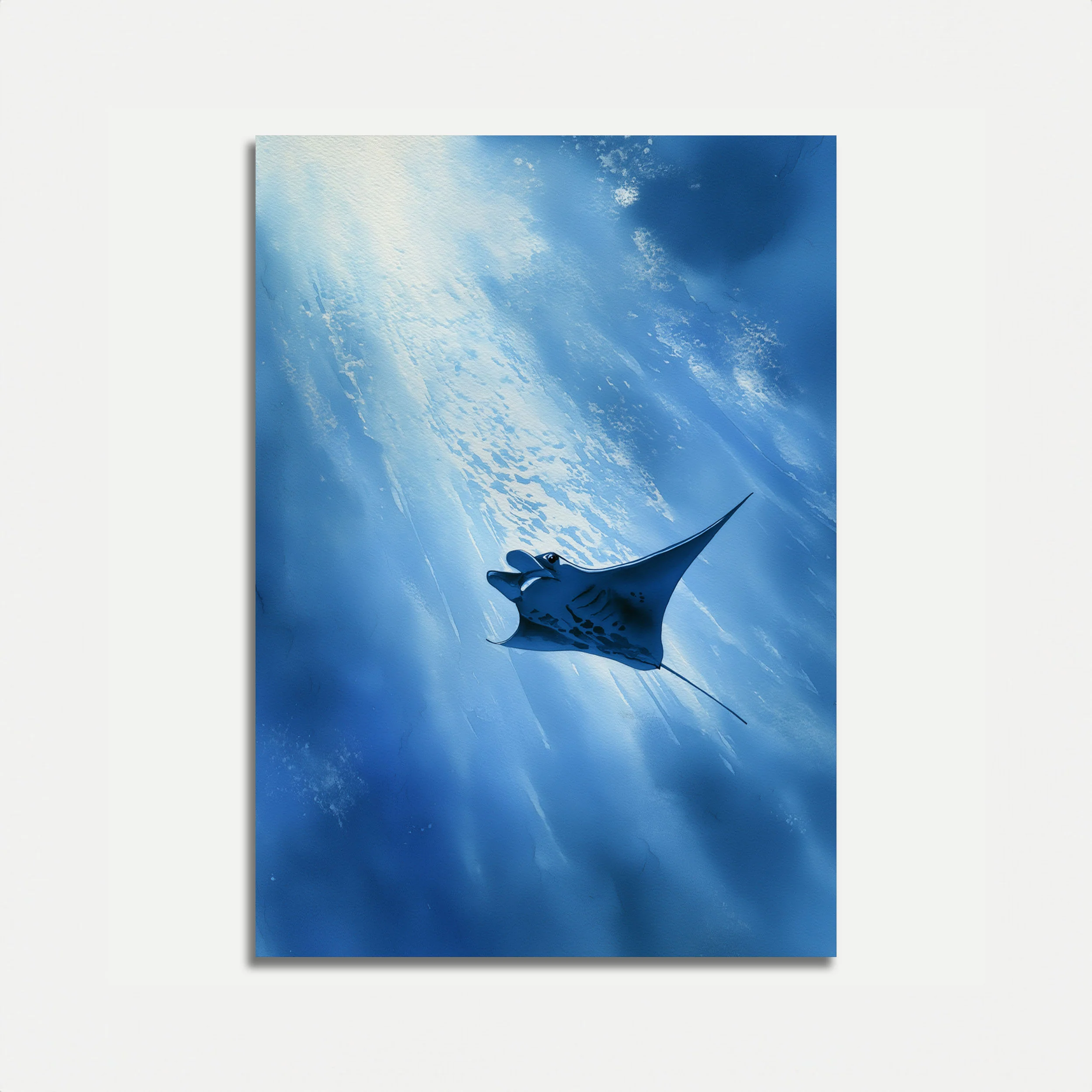 Manta Ray Gliding Underwater Poster
