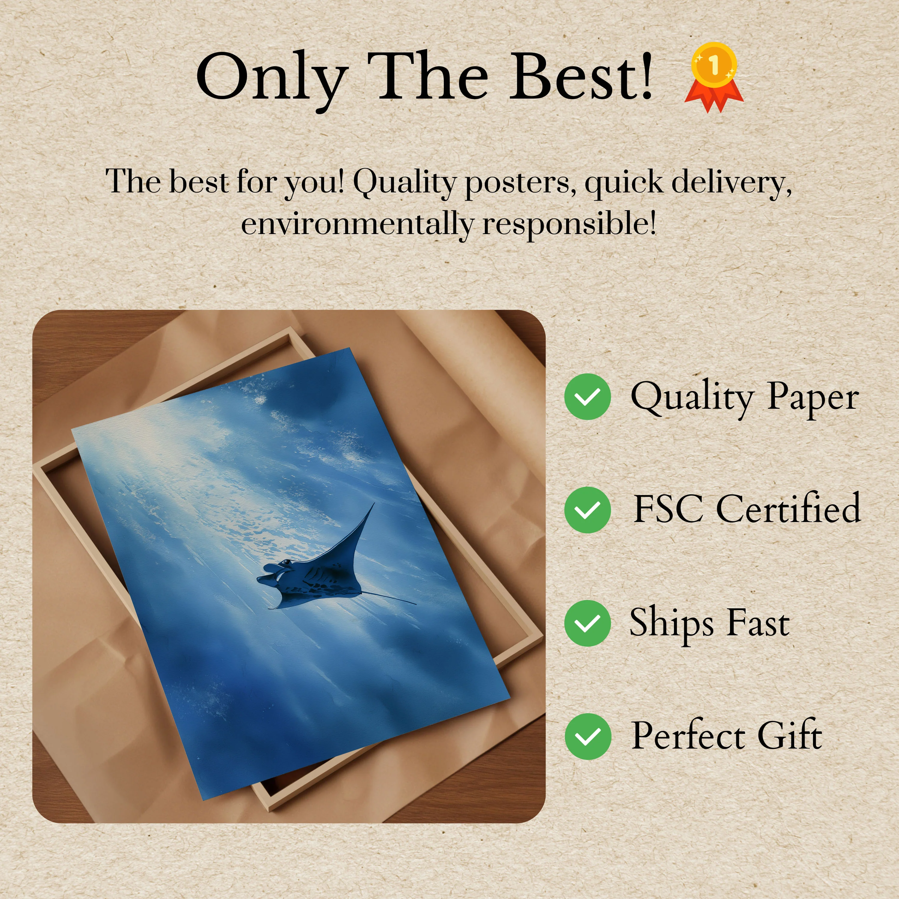 Manta Ray Gliding Underwater Poster - Image 3