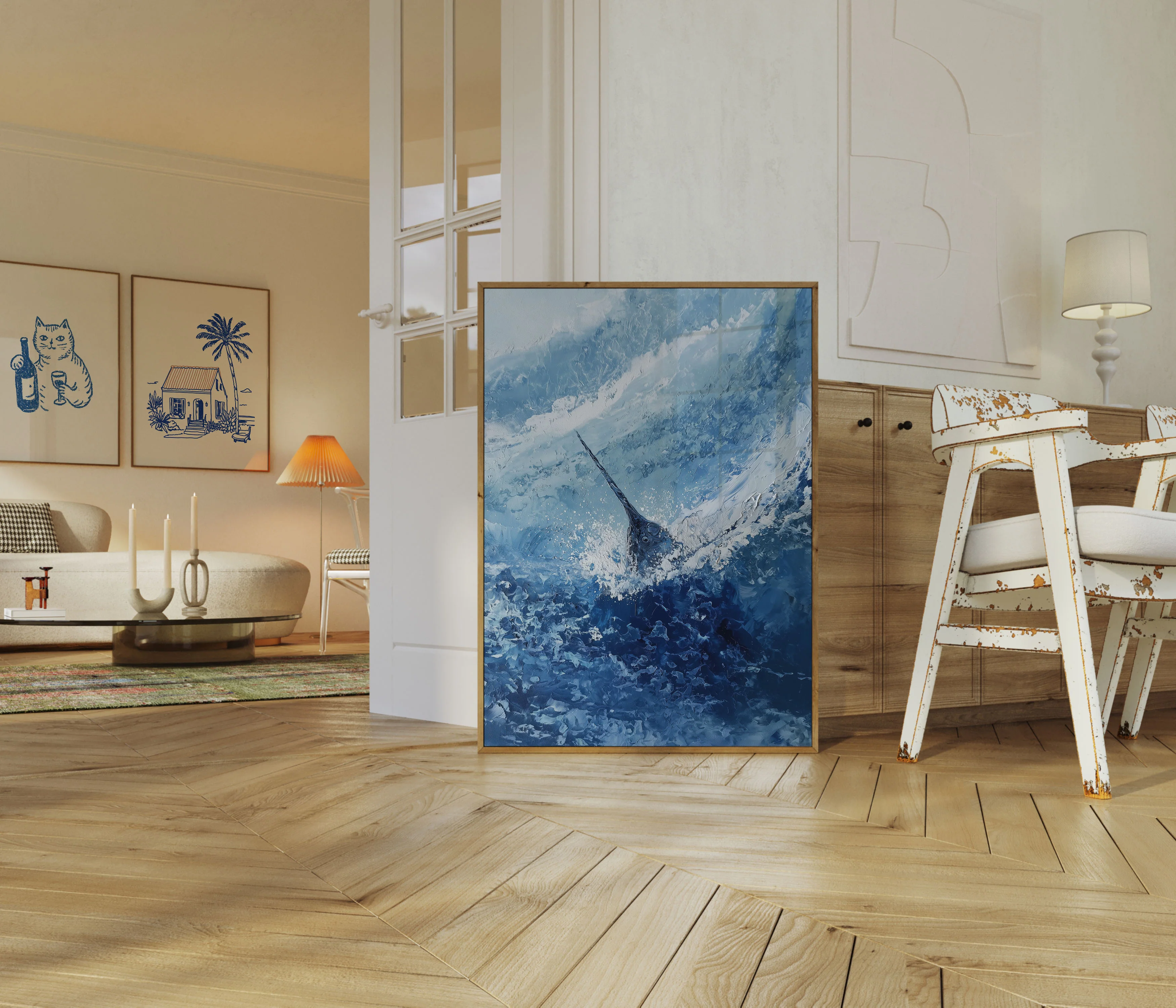 Marlin Diving Through Ocean Poster - Image 5