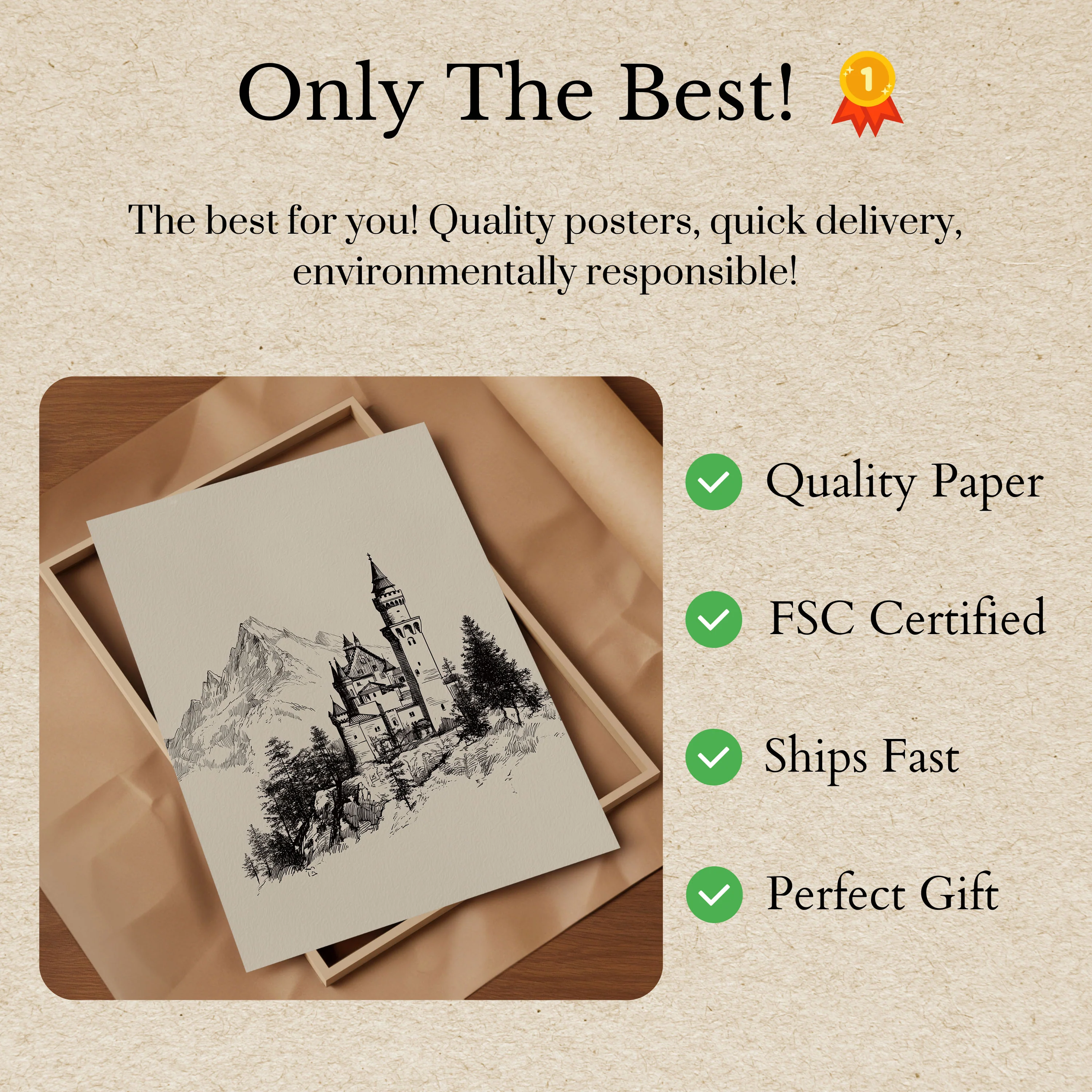 Medieval Castle in the Mountains Poster - Image 3