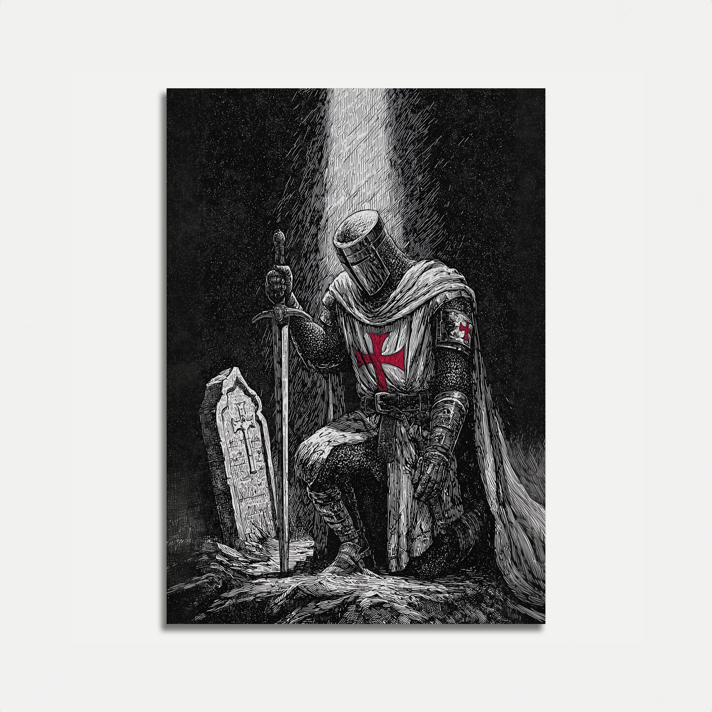 Medieval Knight in Starlight Poster