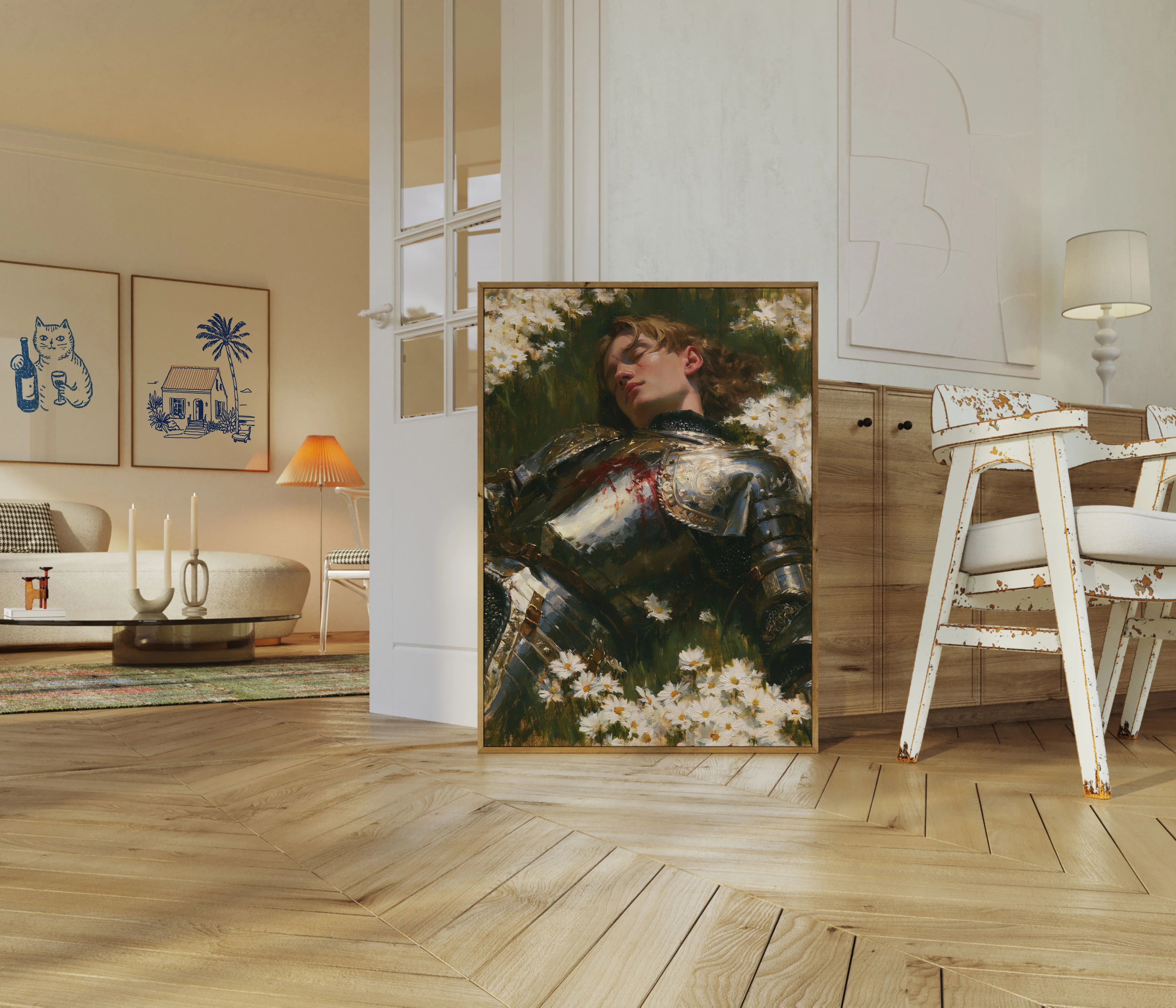 Medieval Warrior in Daisy Field Poster - Image 5