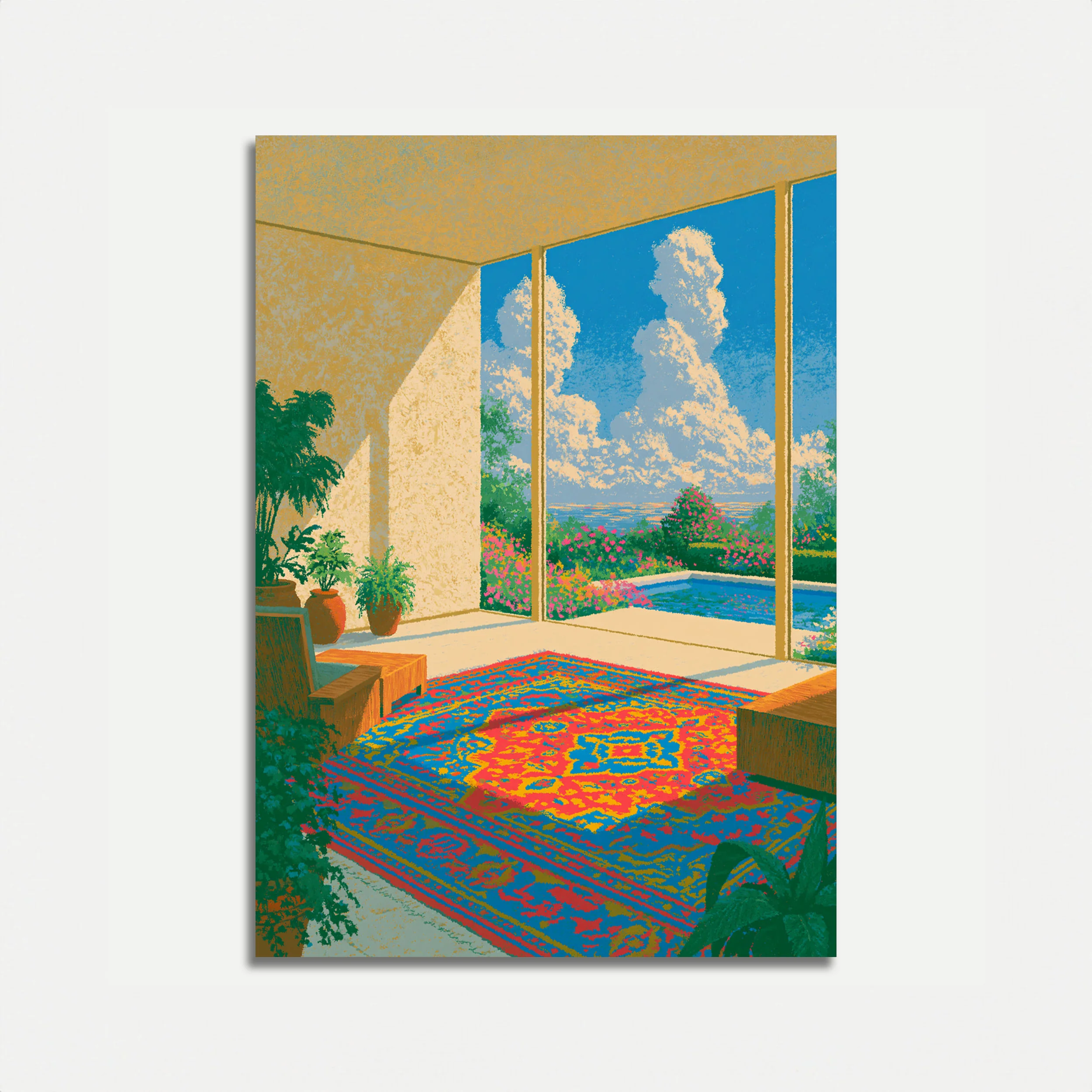 Mediterranean Terrace Garden Poster
