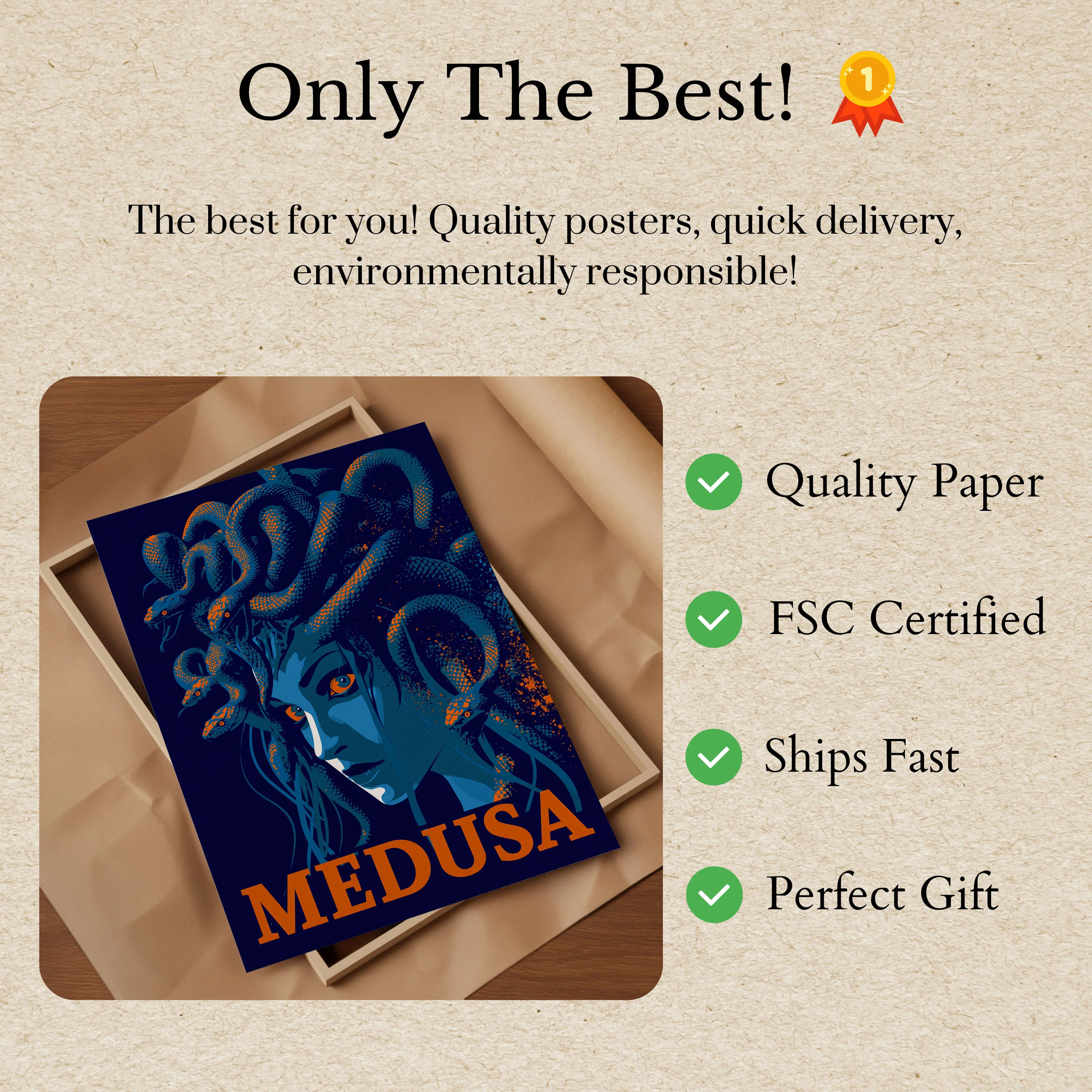 Medusa Mythological Portrait Poster - Image 3