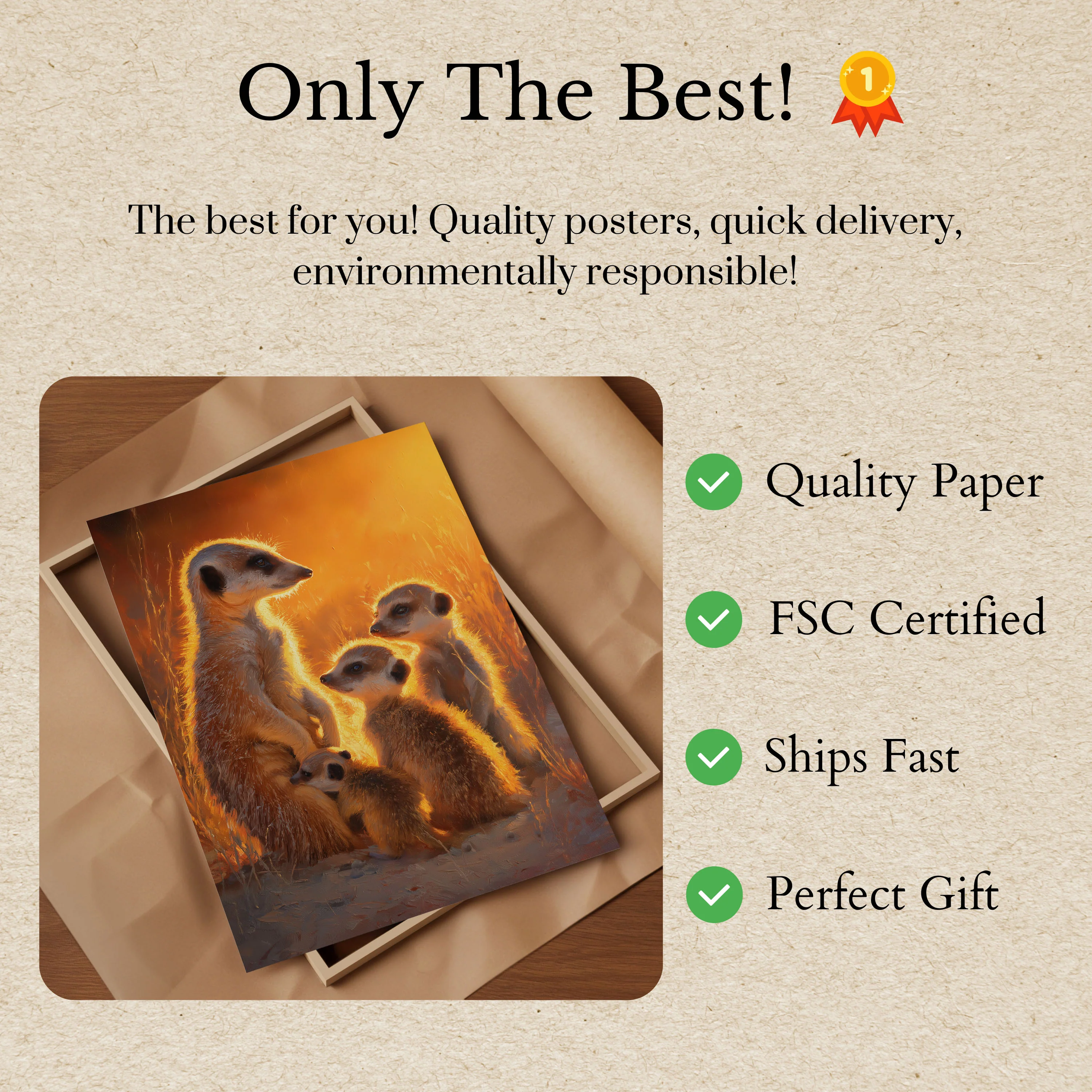 Meerkat Family Golden Sunset Poster - Image 3