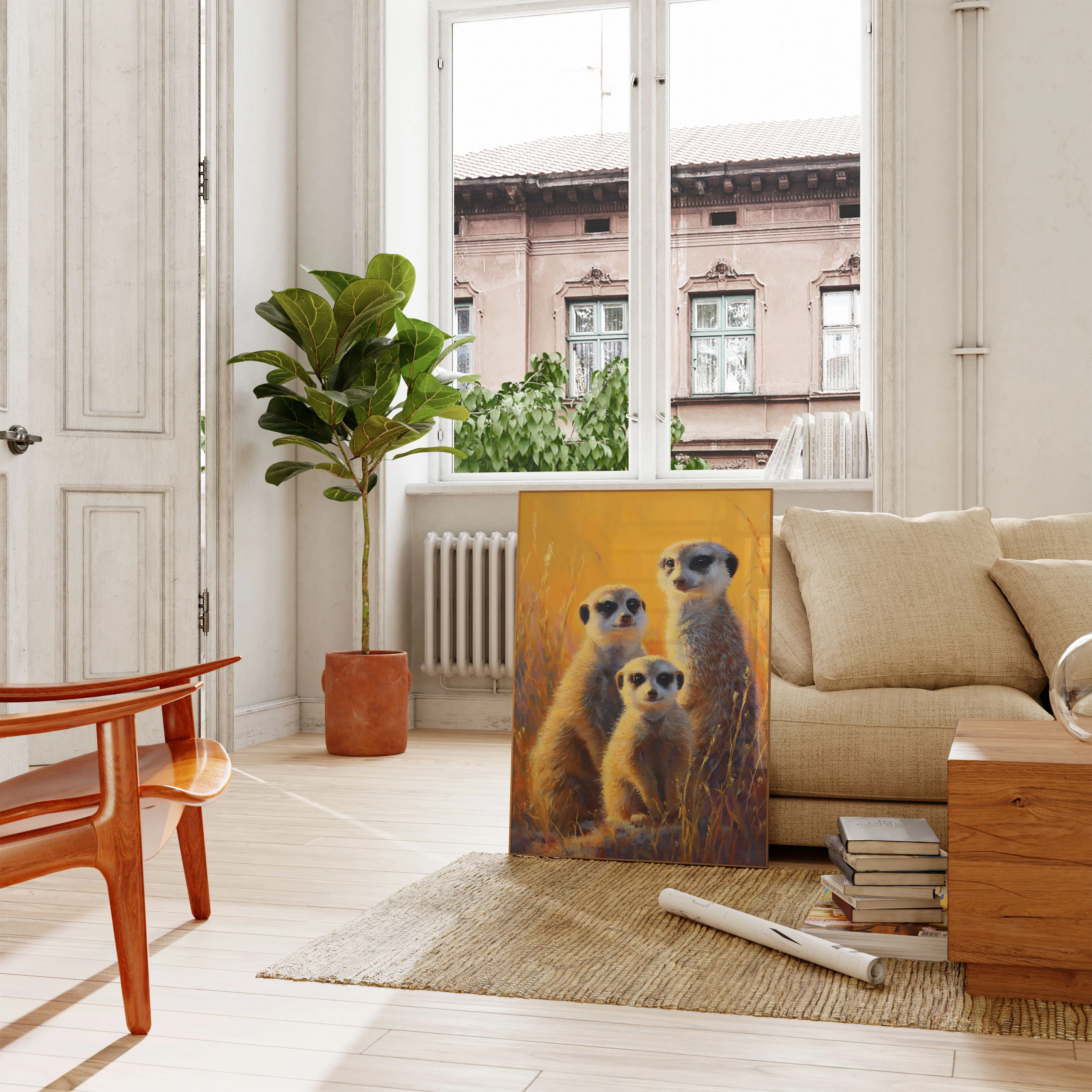 Meerkat Family in Golden Grassland Poster - Image 2