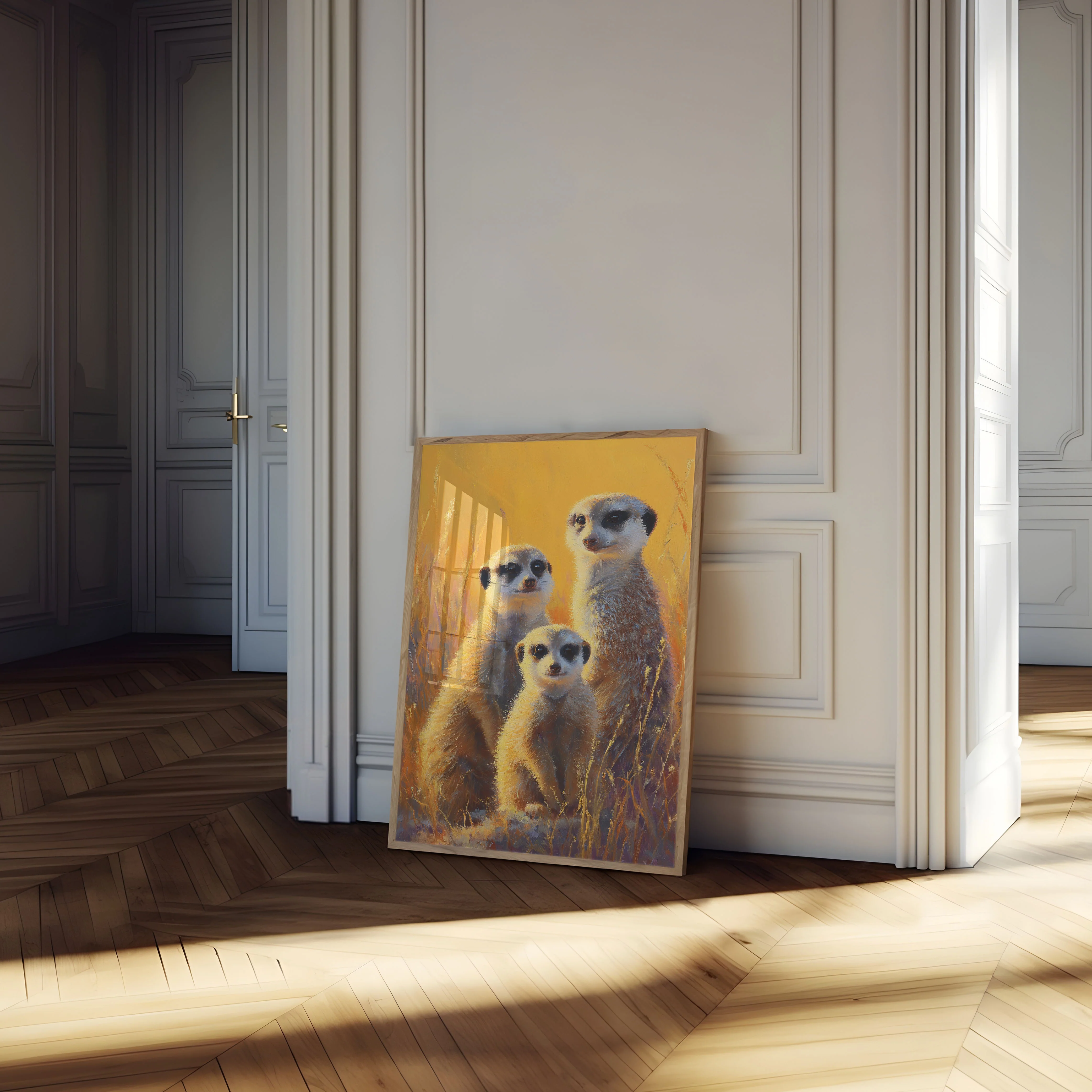 Meerkat Family in Golden Grassland Poster - Image 4