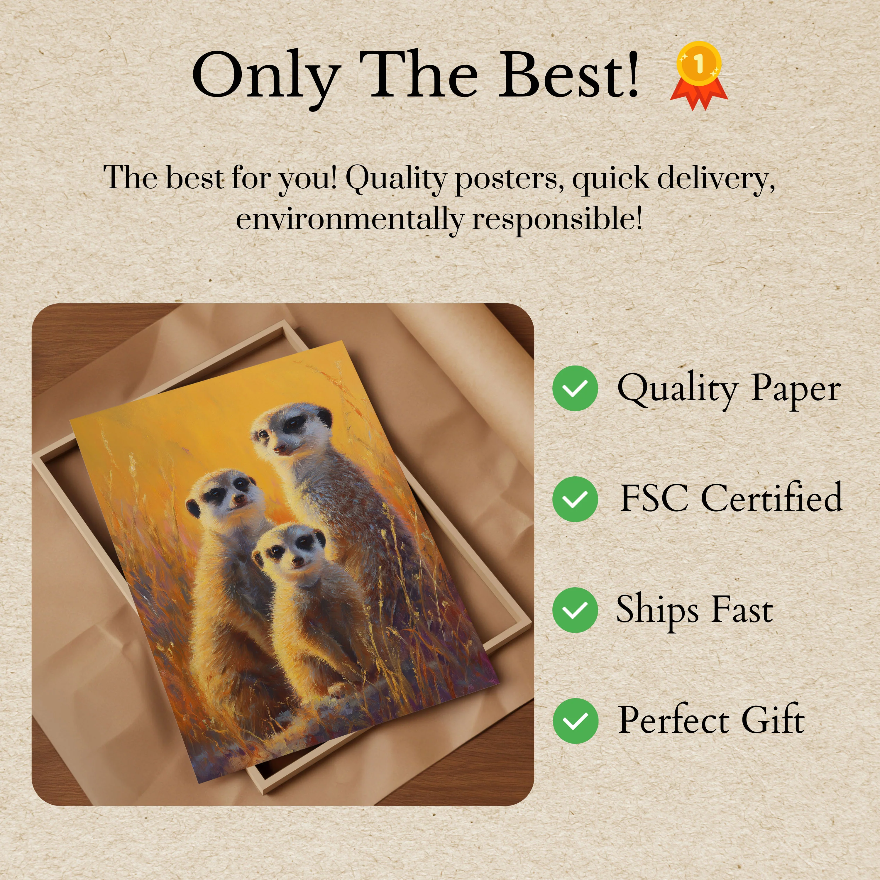 Meerkat Family in Golden Light Poster - Image 3