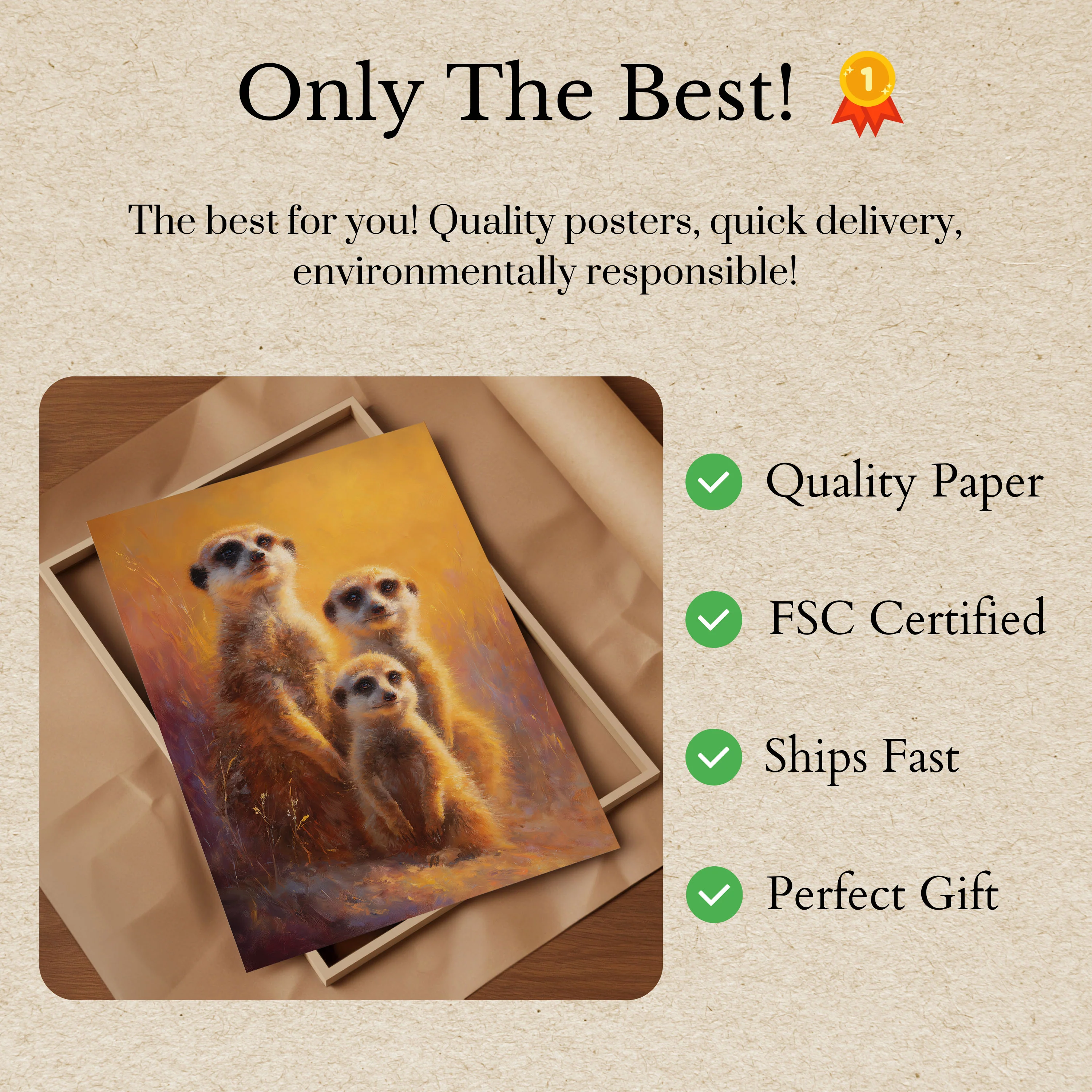 Meerkat Family in Golden Light Poster - Image 3