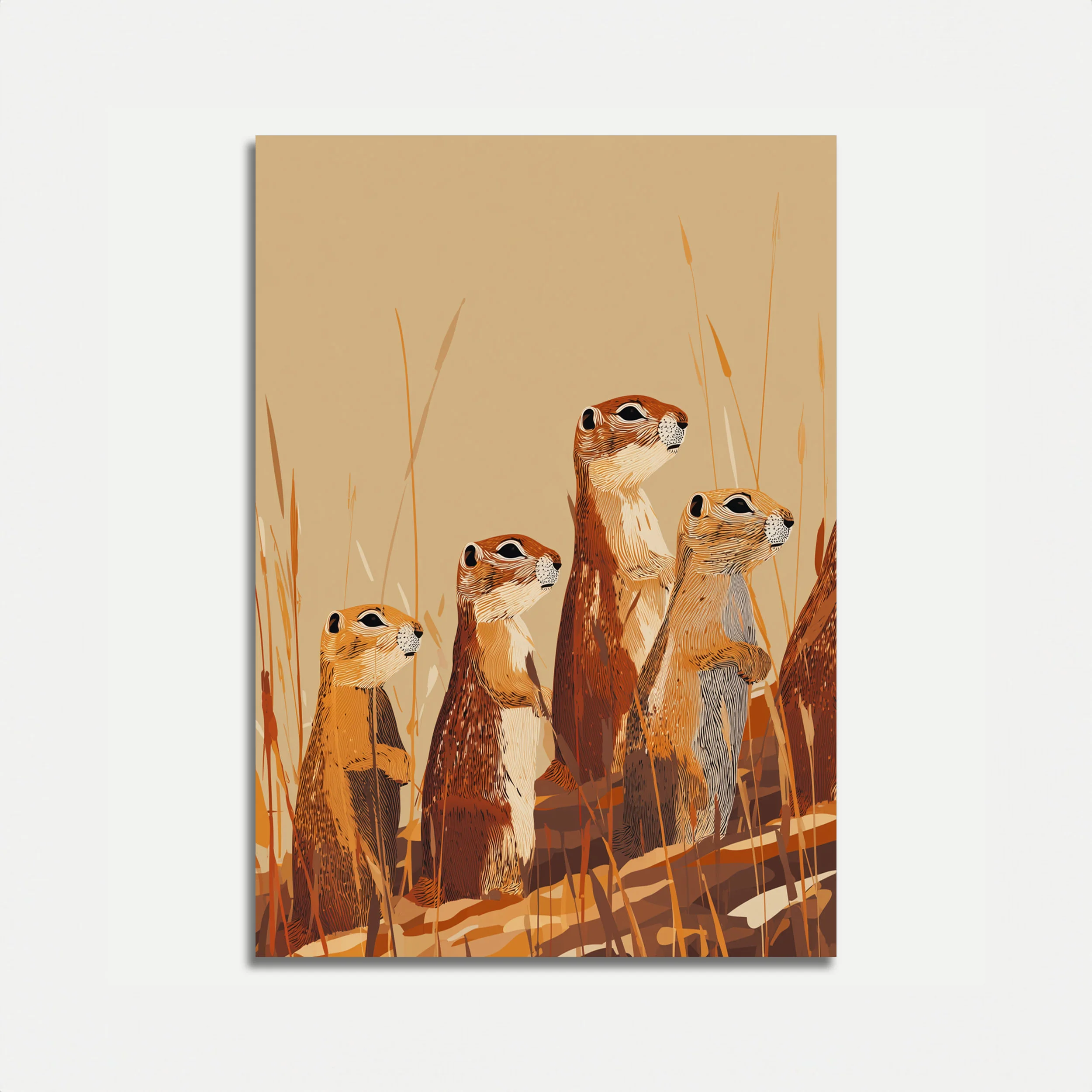 Meerkat Family in the Savanna Poster