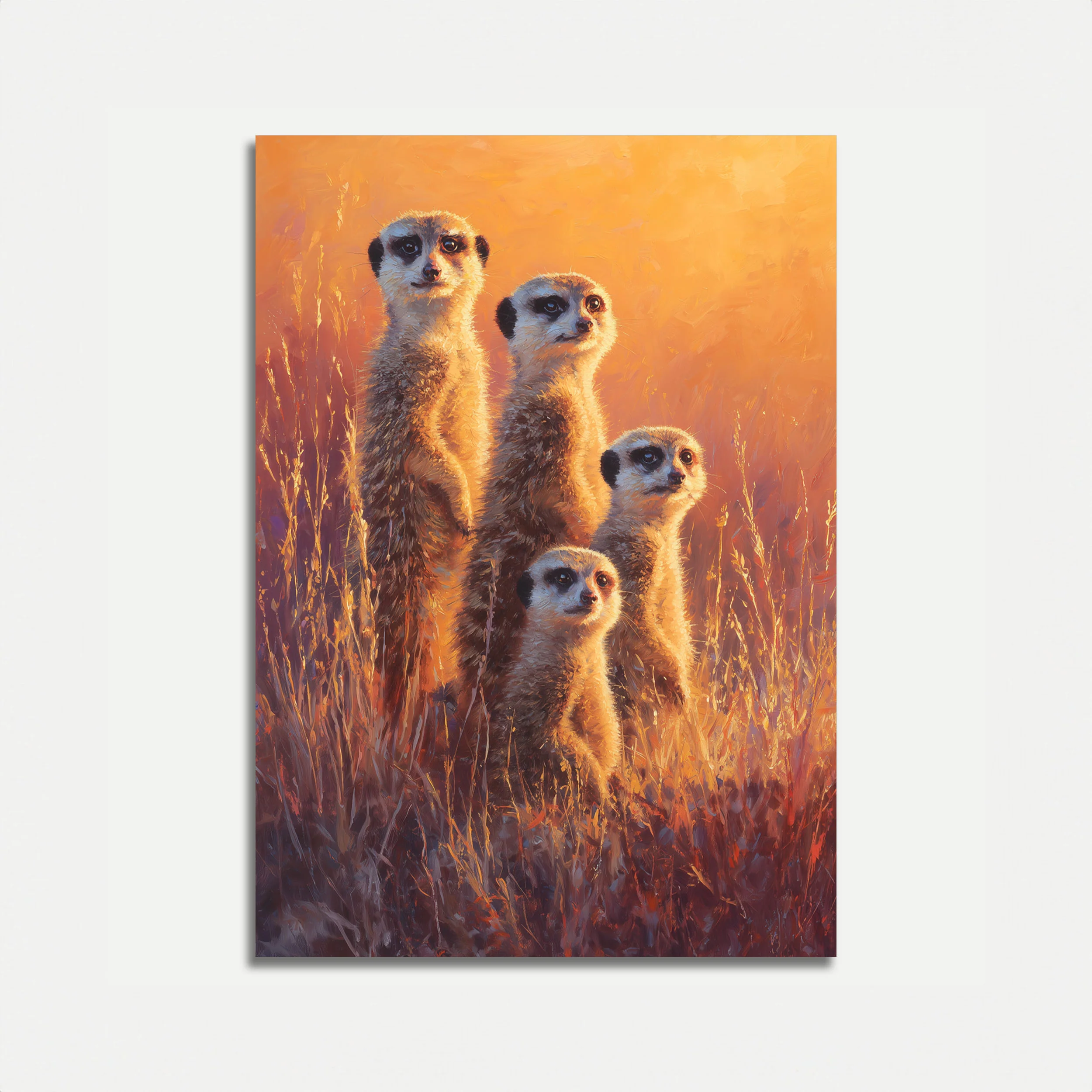 Meerkat Family Savanna Sunset Poster