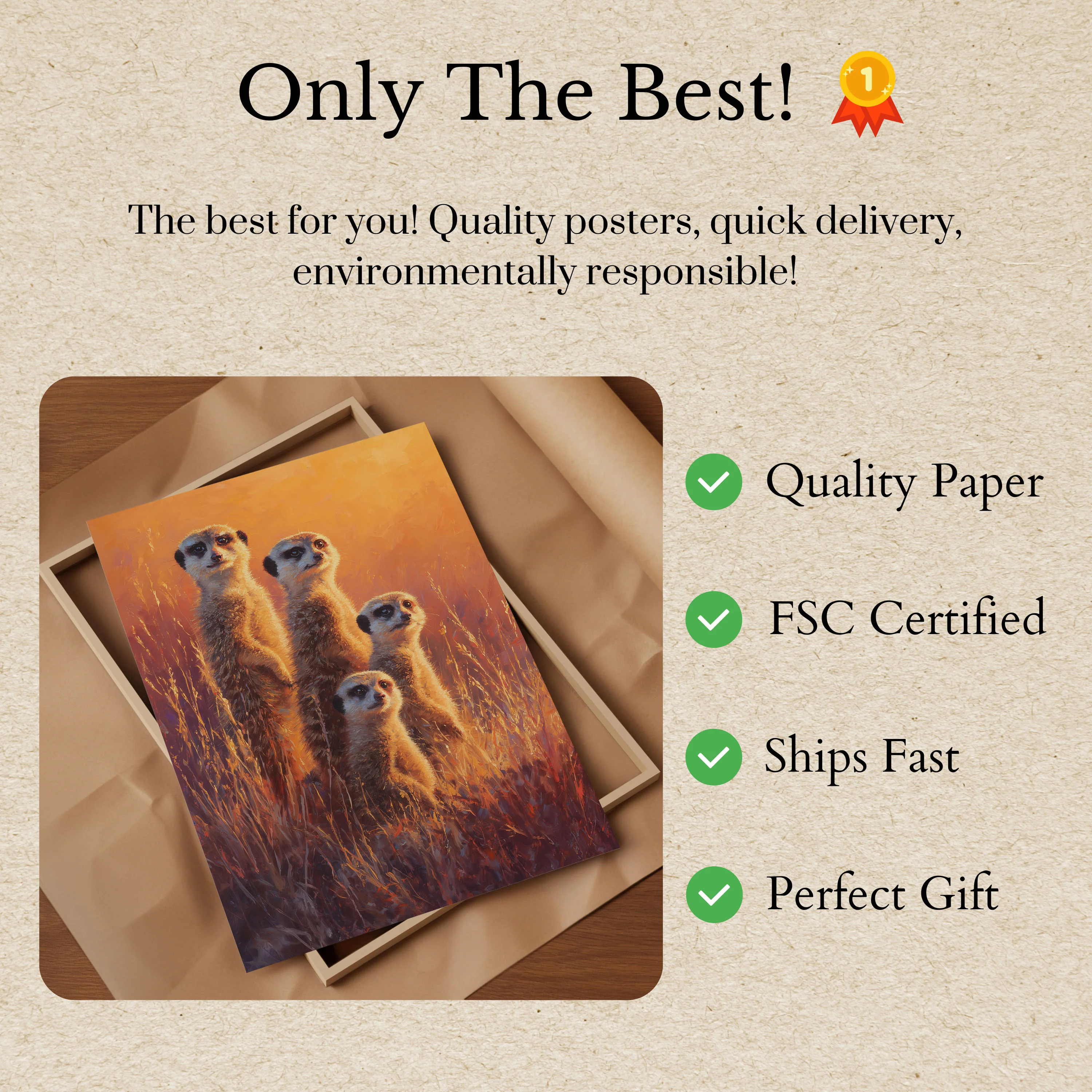 Meerkat Family Savanna Sunset Poster - Image 3