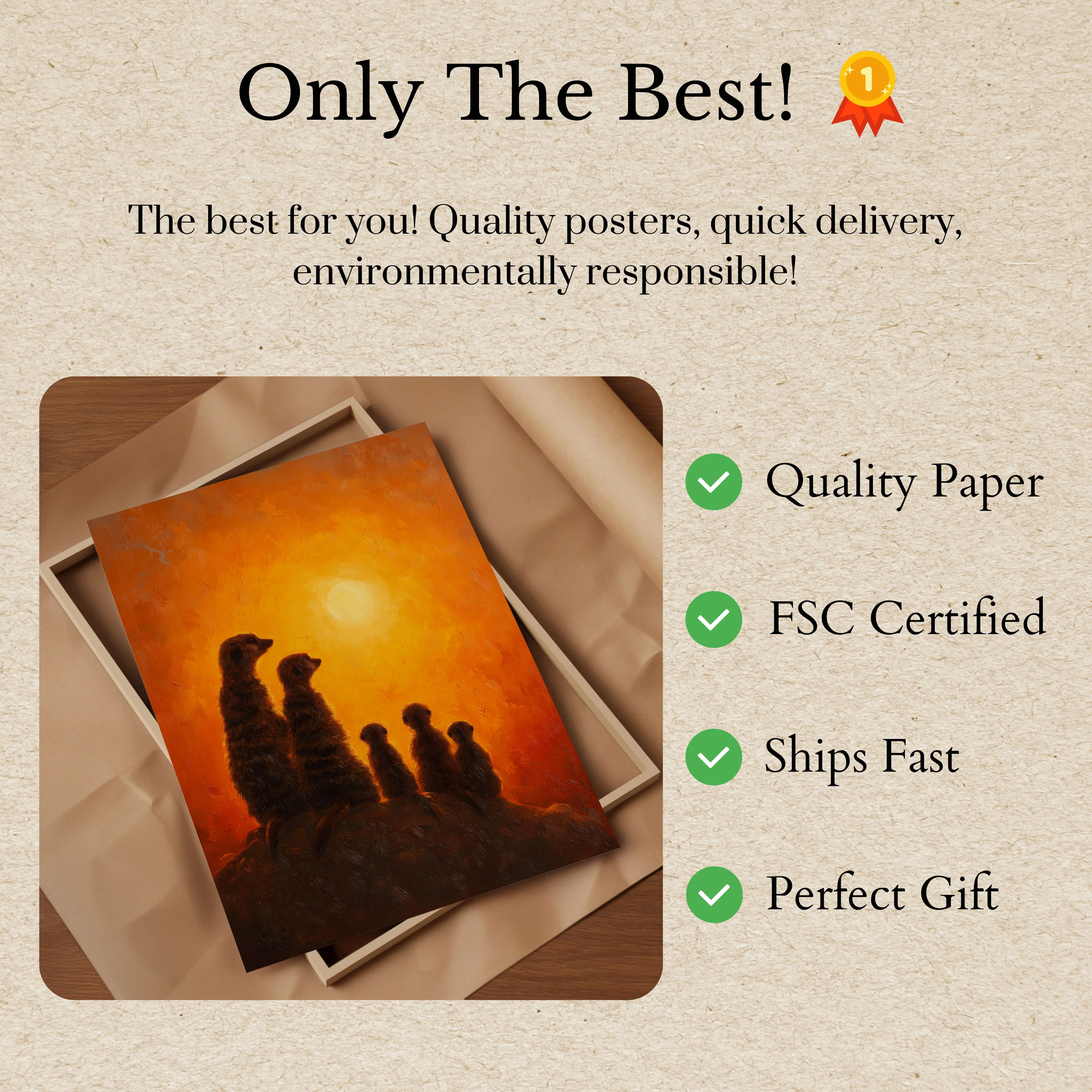 Meerkat Family Sunset Poster - Image 3