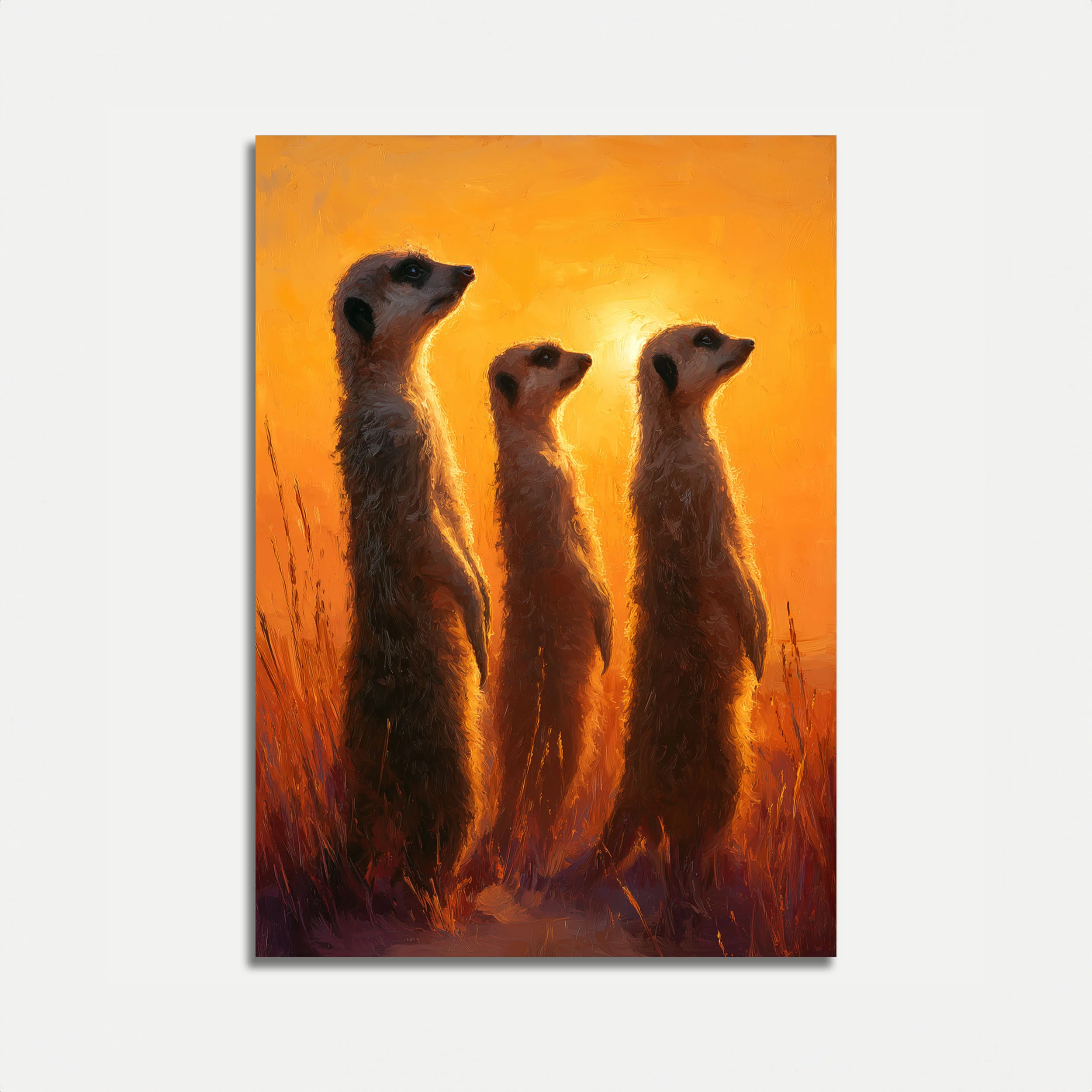 Meerkats at Golden Sunrise Poster