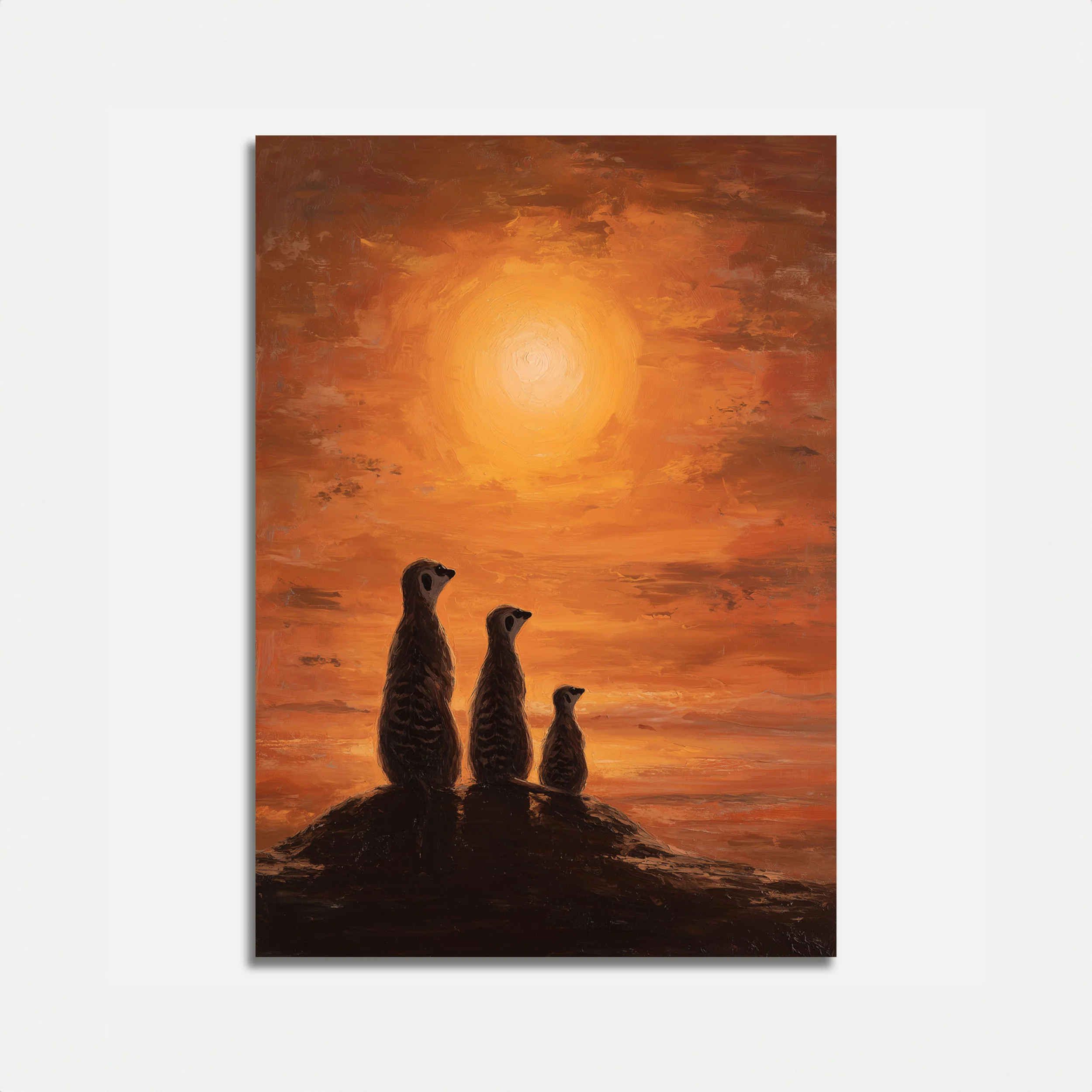 Meerkats Desert Sunset Poster