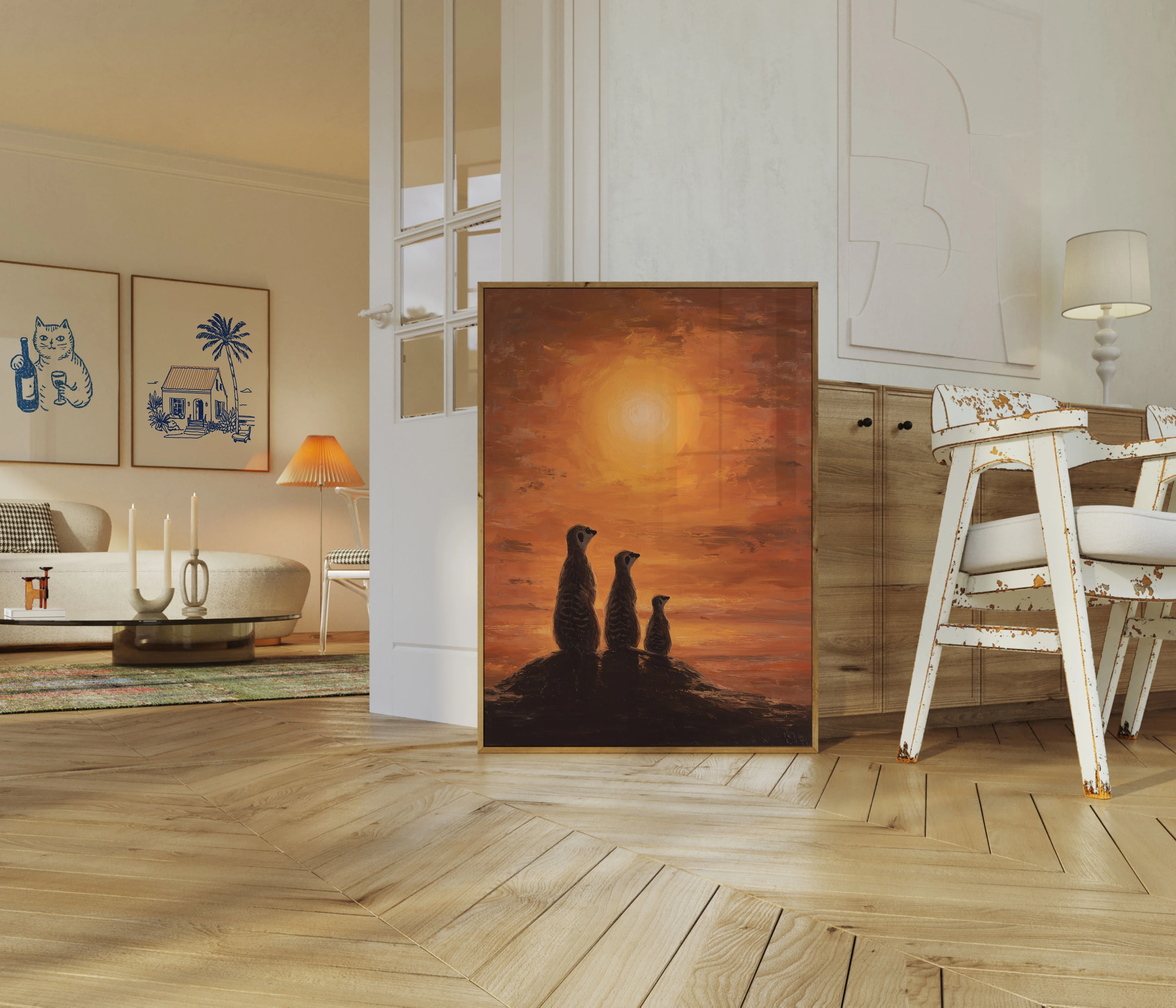 Meerkats Desert Sunset Poster - Image 5