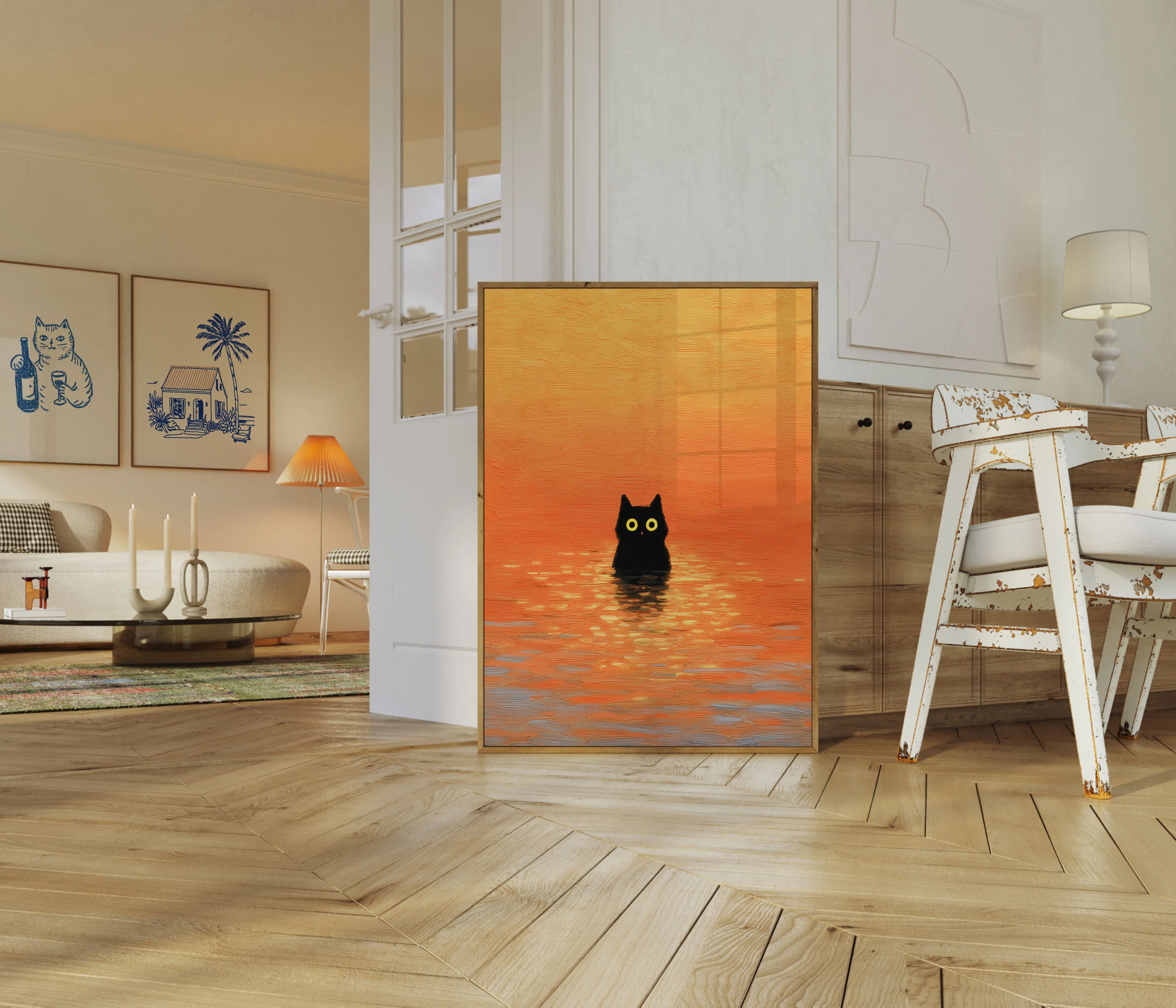 Midnight Cat Sunset Poster - Image 5