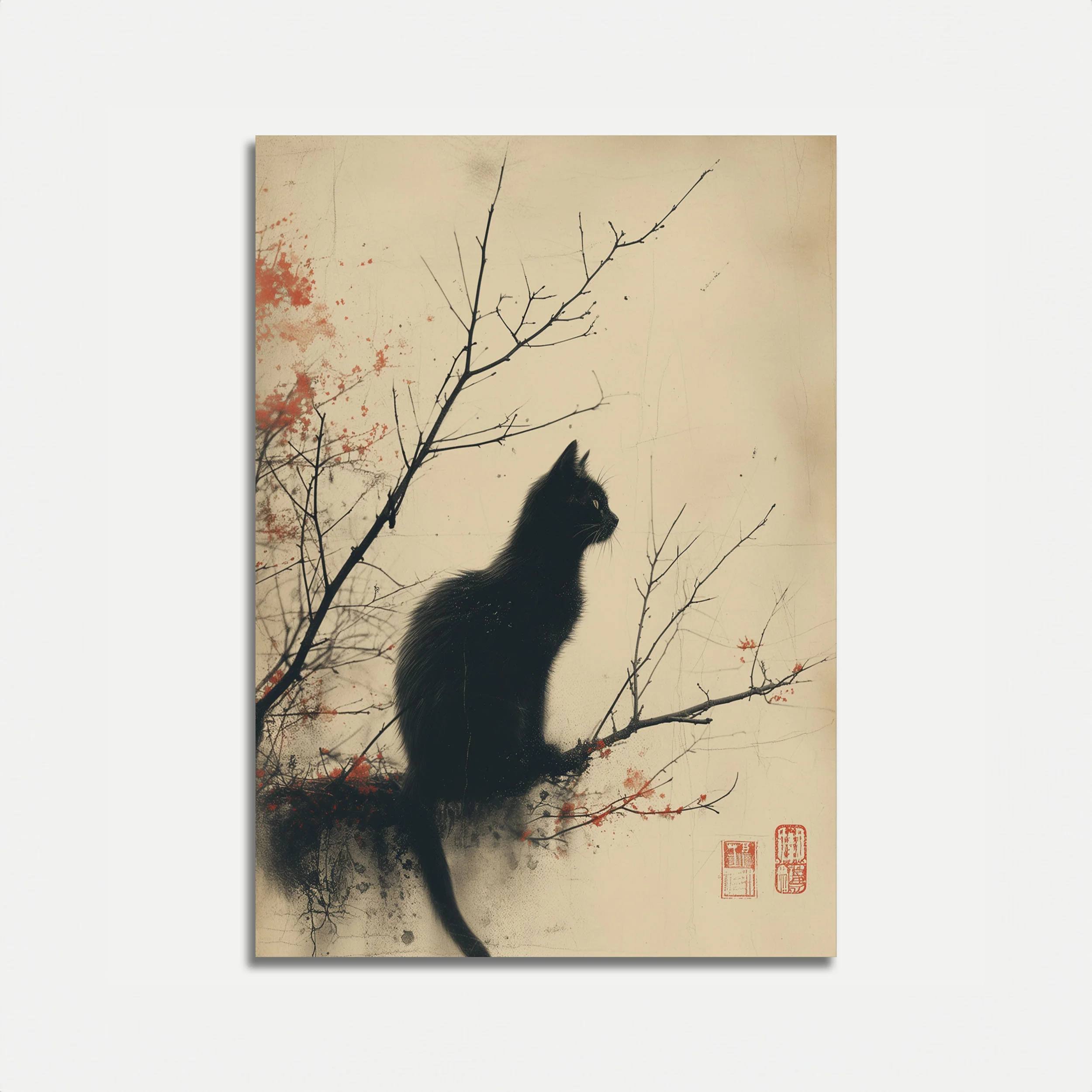 Midnight Feline Silhouette Poster