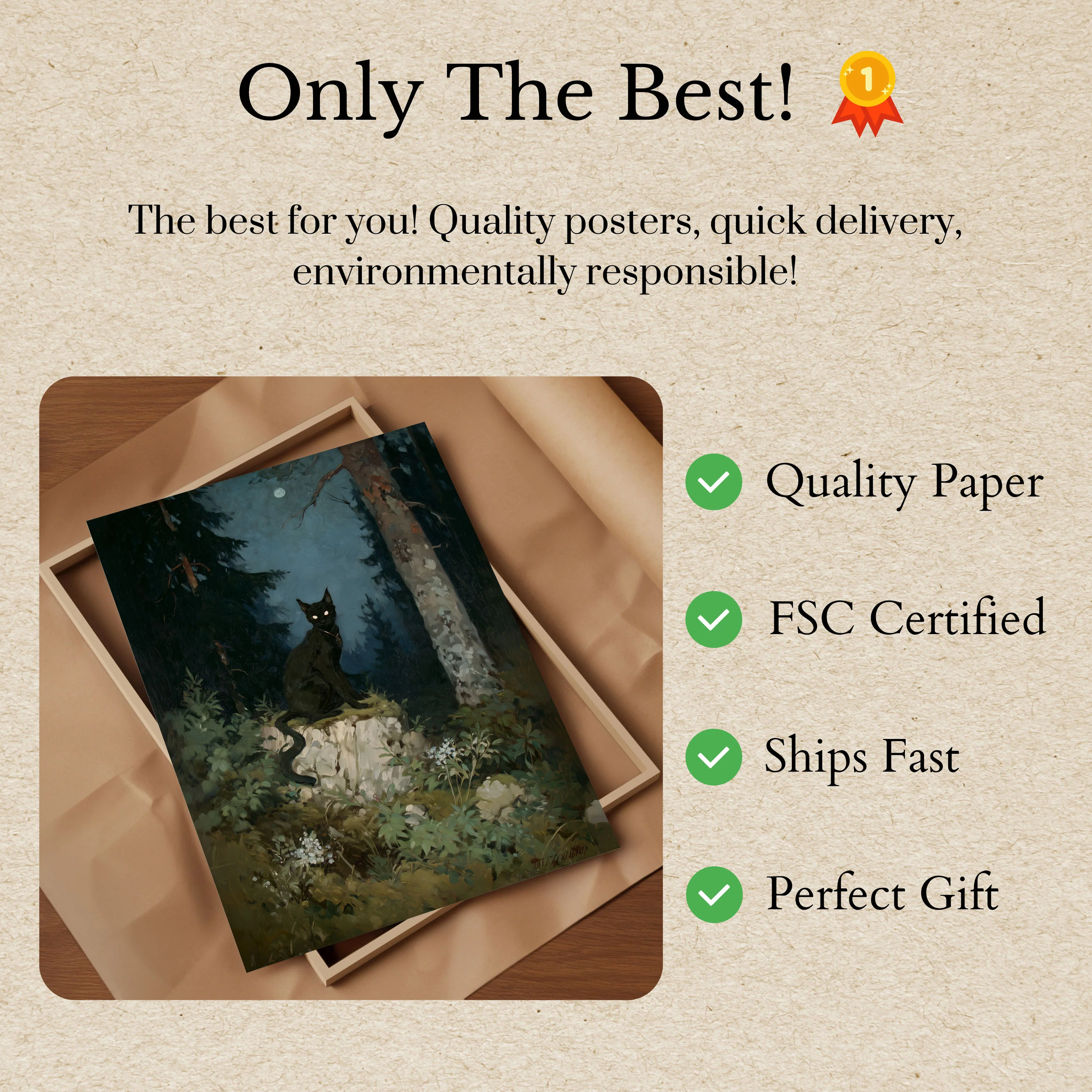 Midnight Forest Cat Poster - Image 3