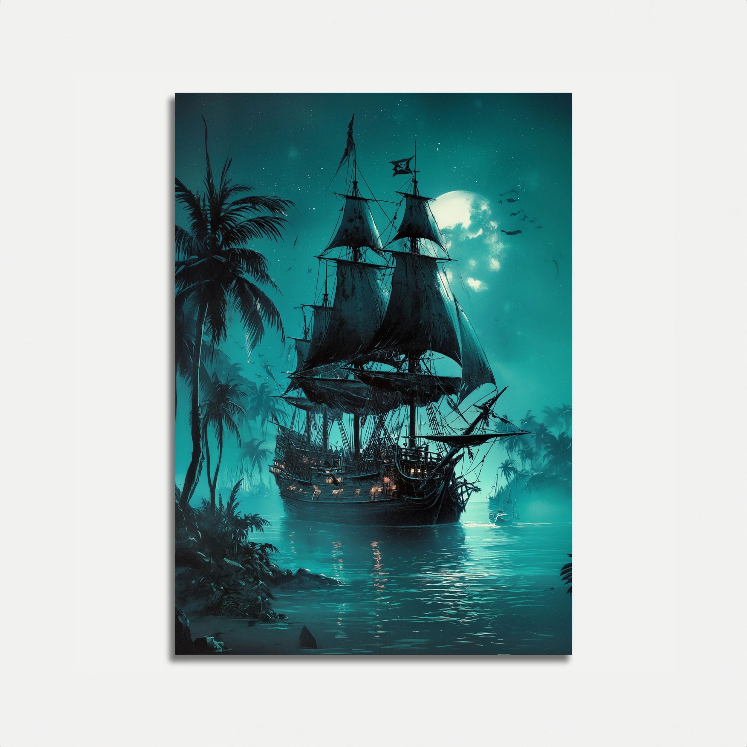 Midnight Pirate Ship Poster