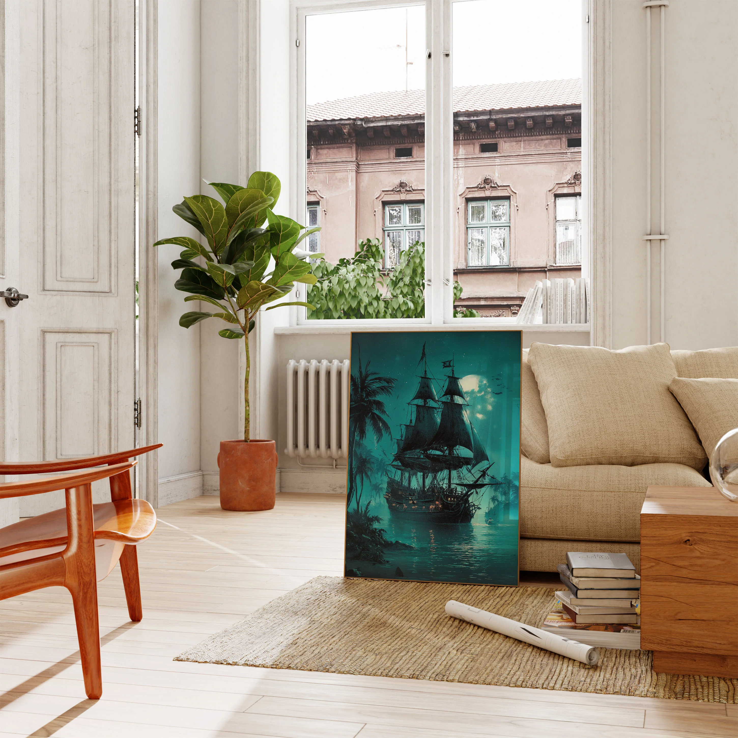 Midnight Pirate Ship Poster - Image 2