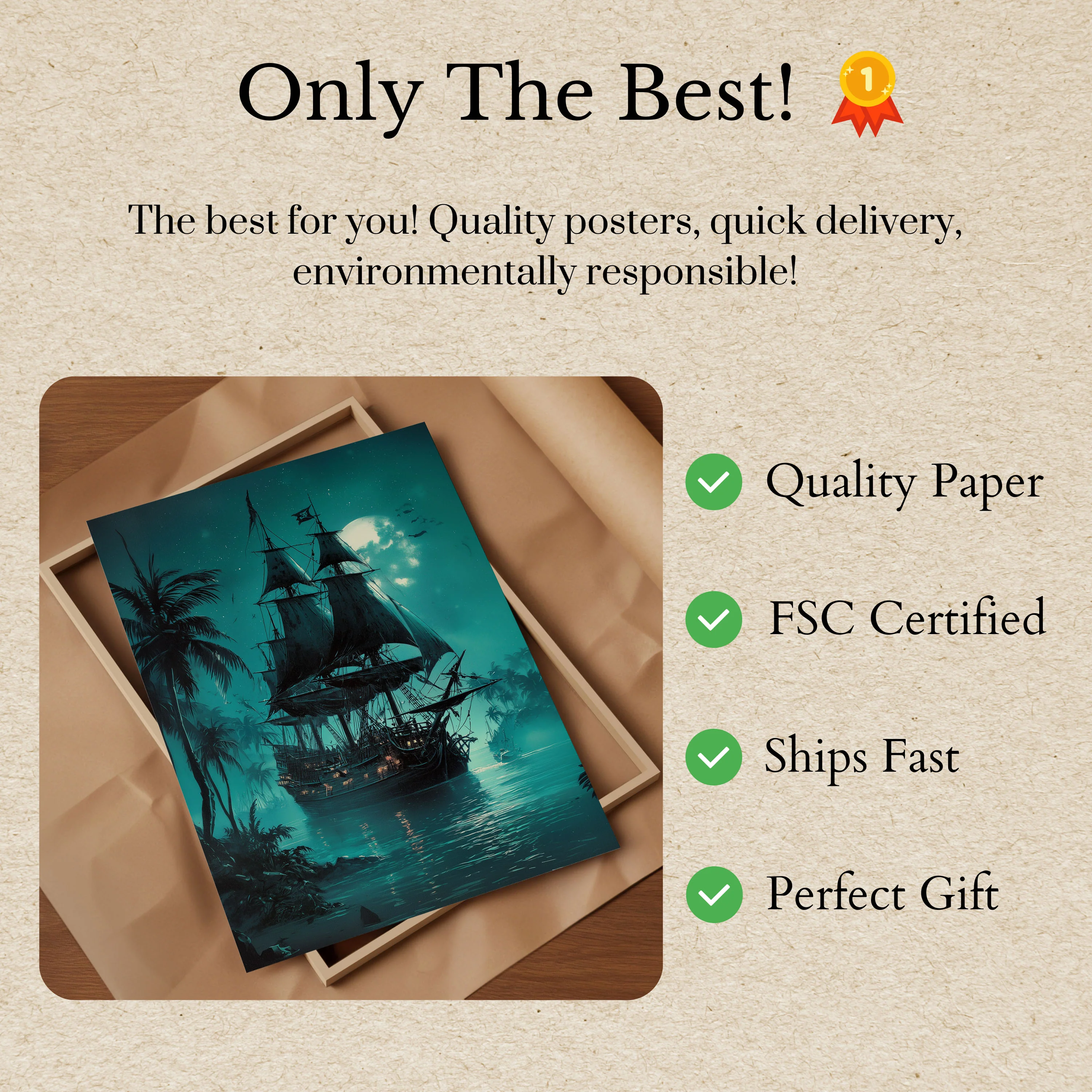 Midnight Pirate Ship Poster - Image 3