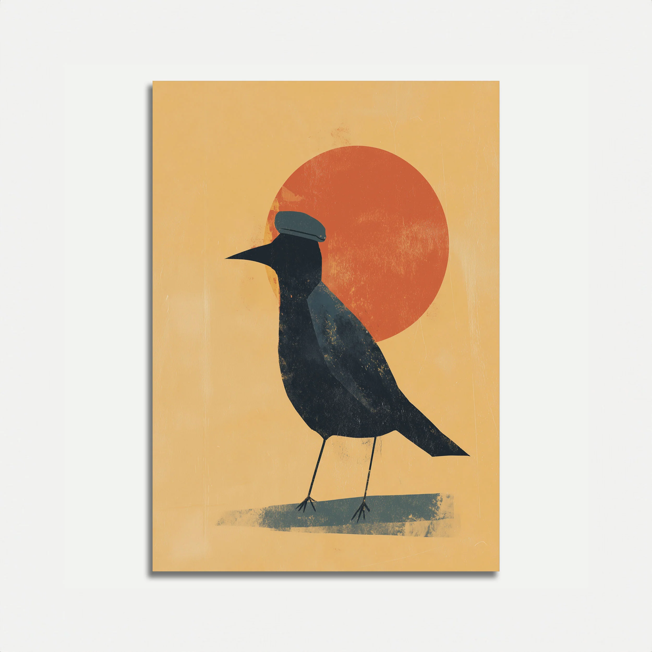 Minimalist Bird with Red Sun Poster
