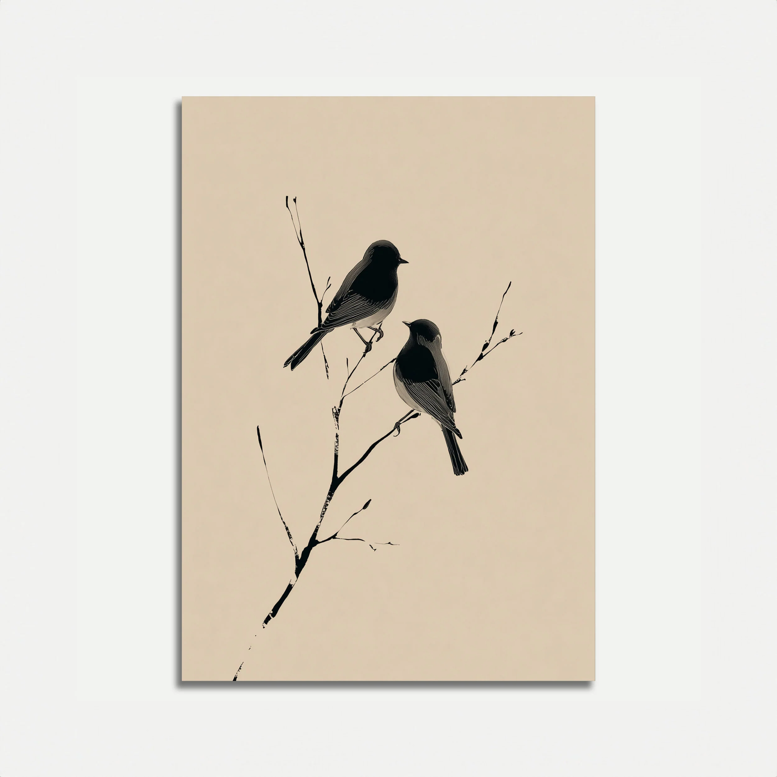 Minimalist Birds on Branch Poster