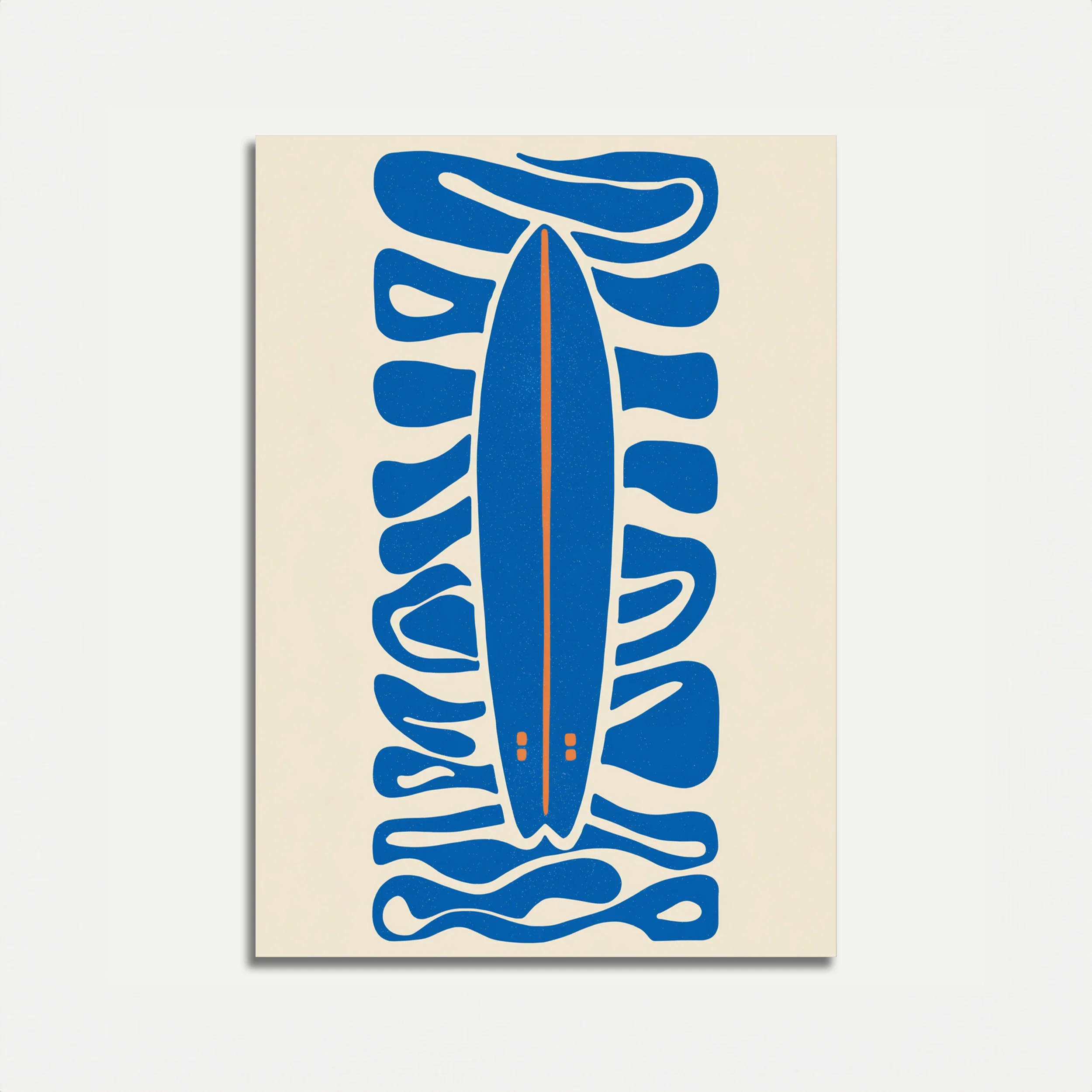 Minimalist Surfboard and Waves Poster