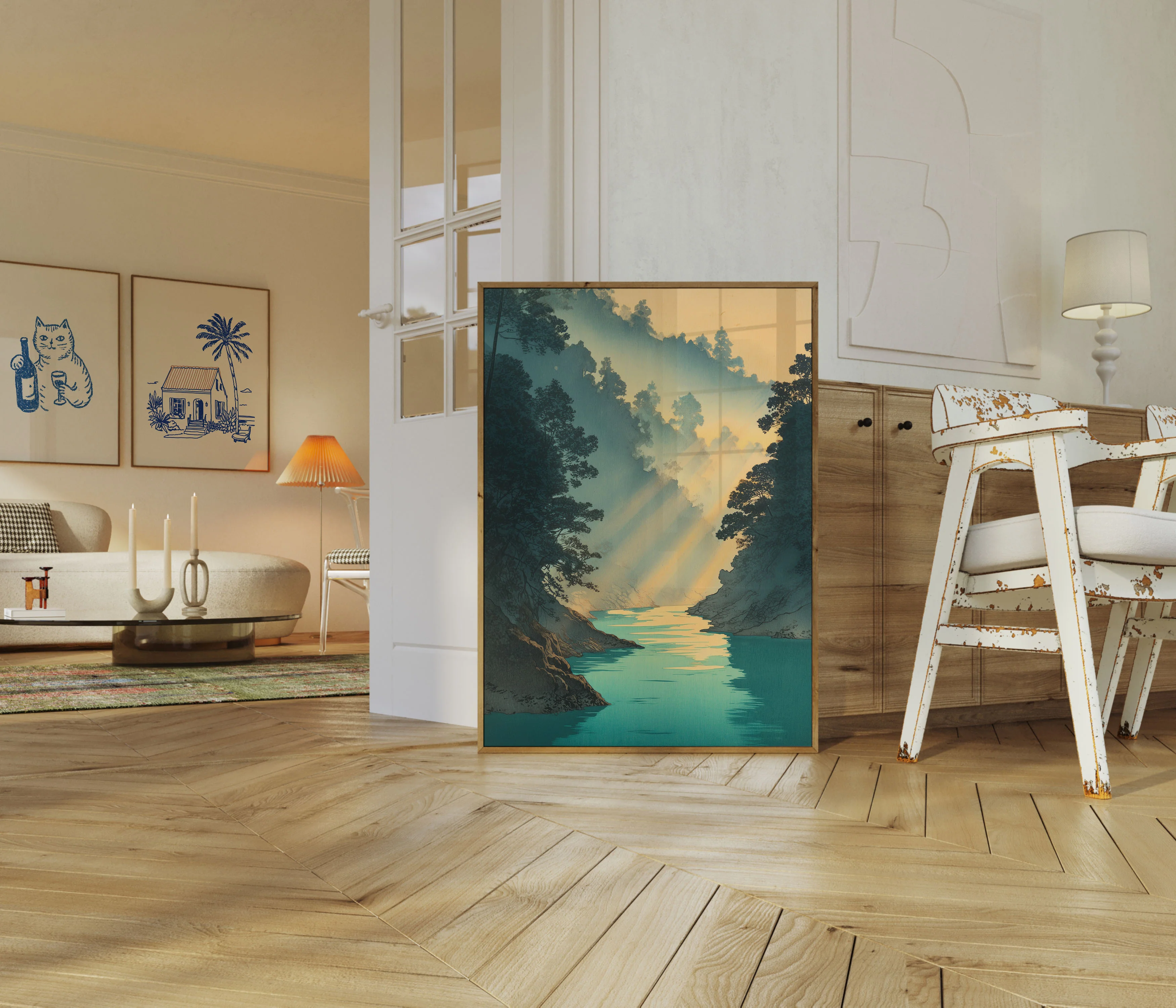 Misty Canyon River Landscape Poster - Image 5