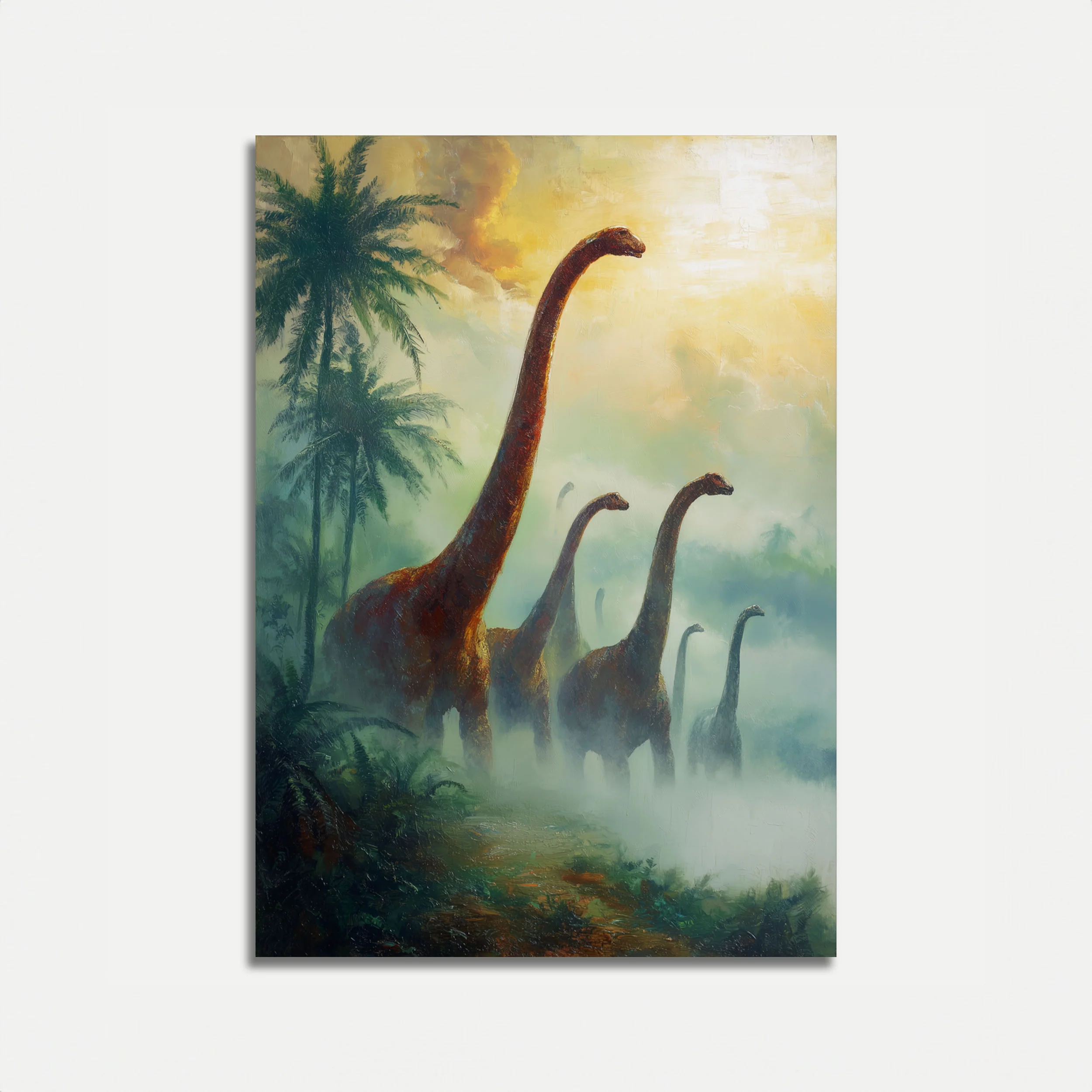 Misty Dinosaur Landscape Poster