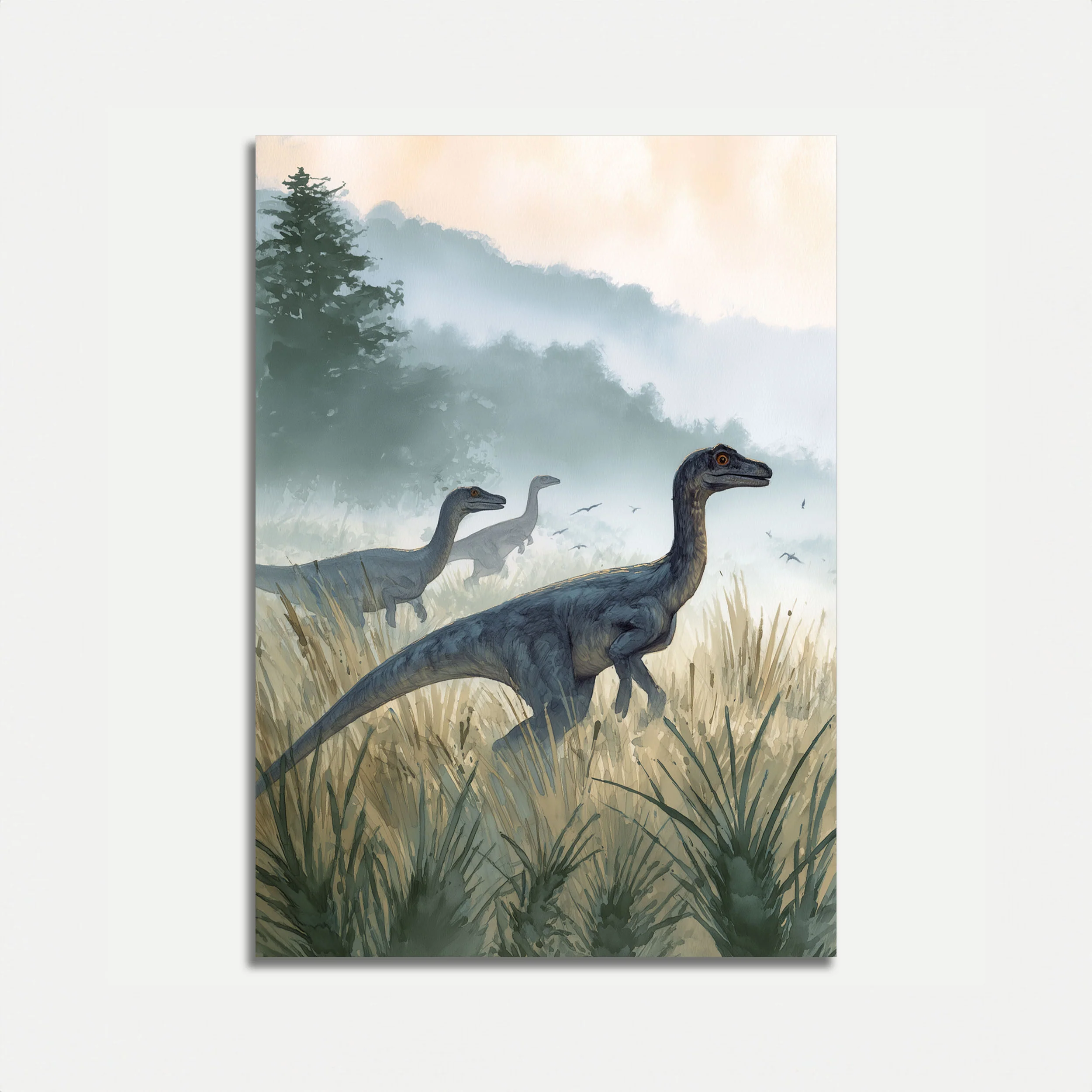 Misty Dinosaur Wilderness Poster