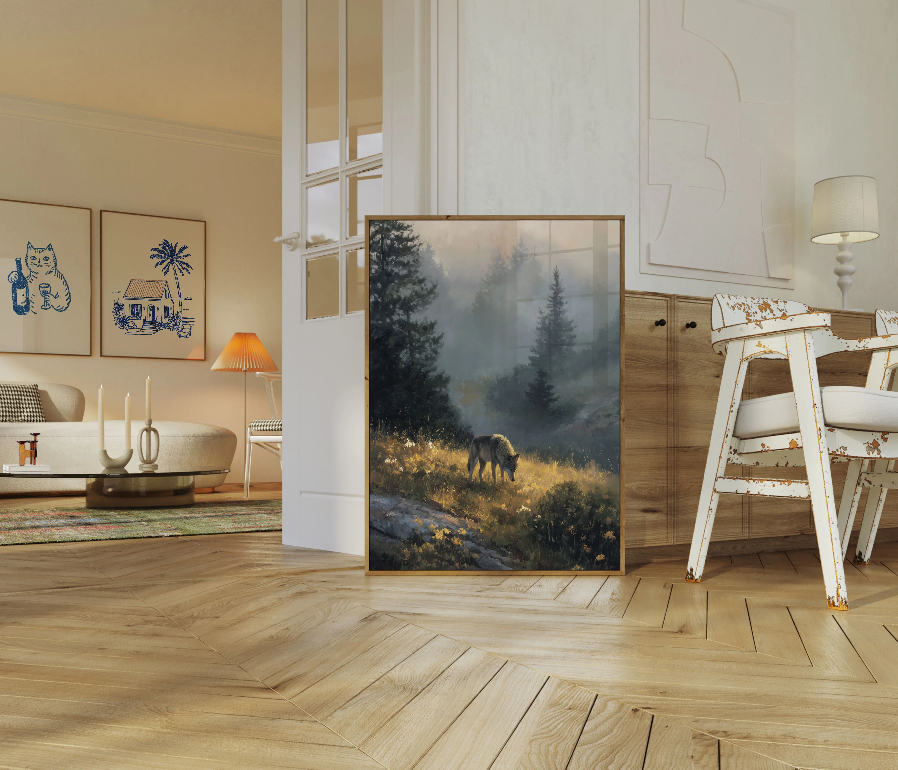 Misty Forest Wolf Wilderness Poster - Image 5