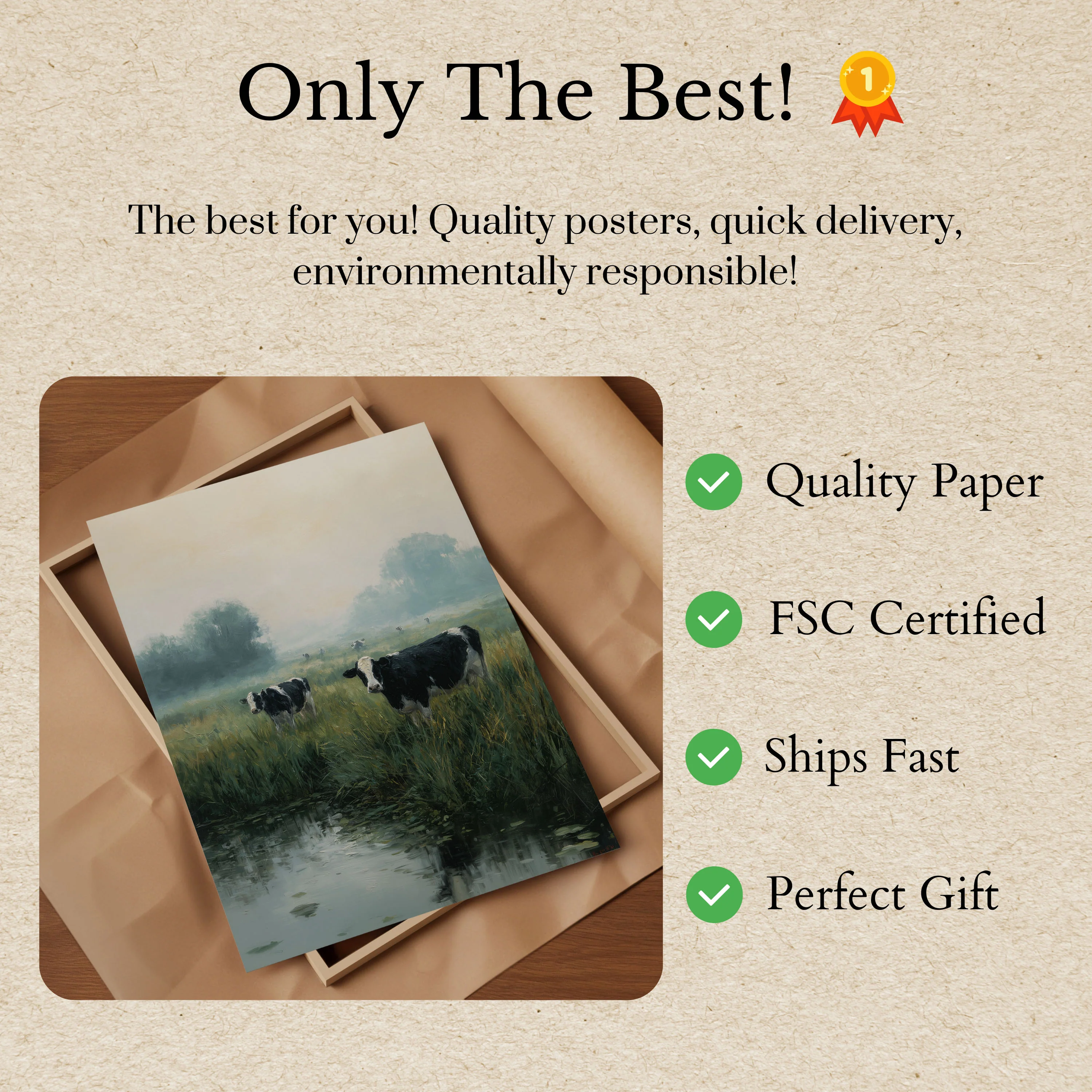 Misty Meadow Dairy Cows Poster - Image 3