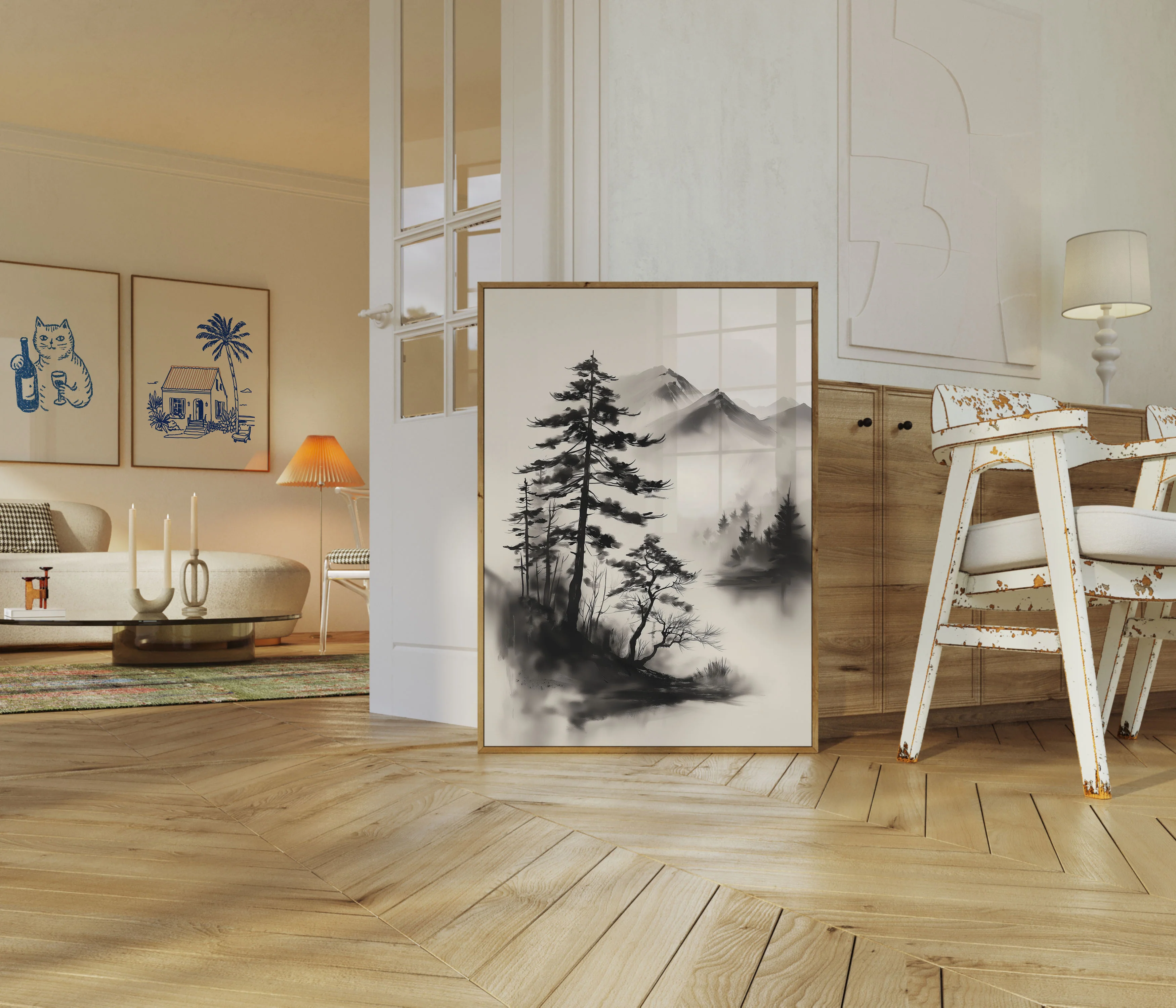 Misty Mountain Pine Landscape Poster - Image 5