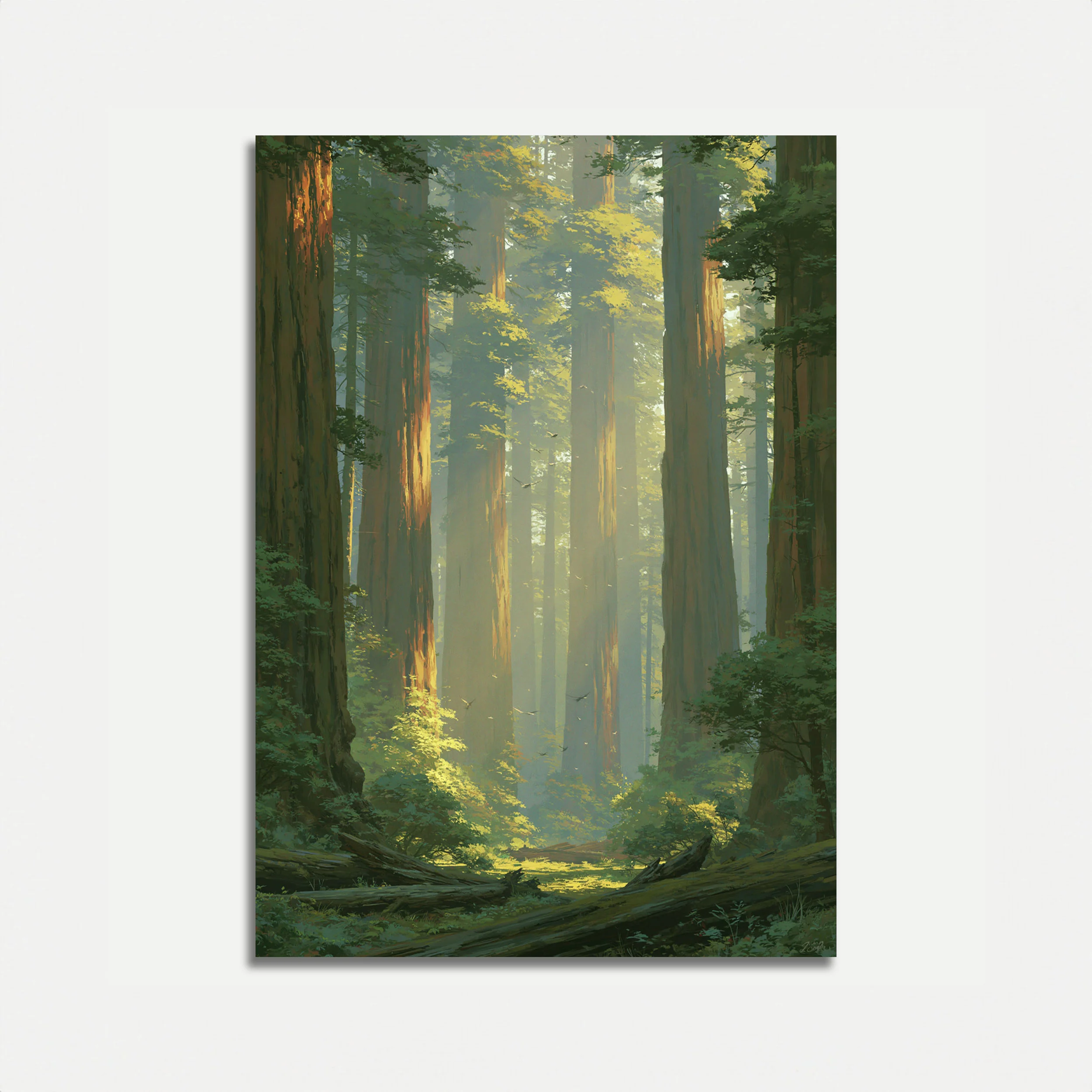 Misty Redwood Forest Pathway Poster