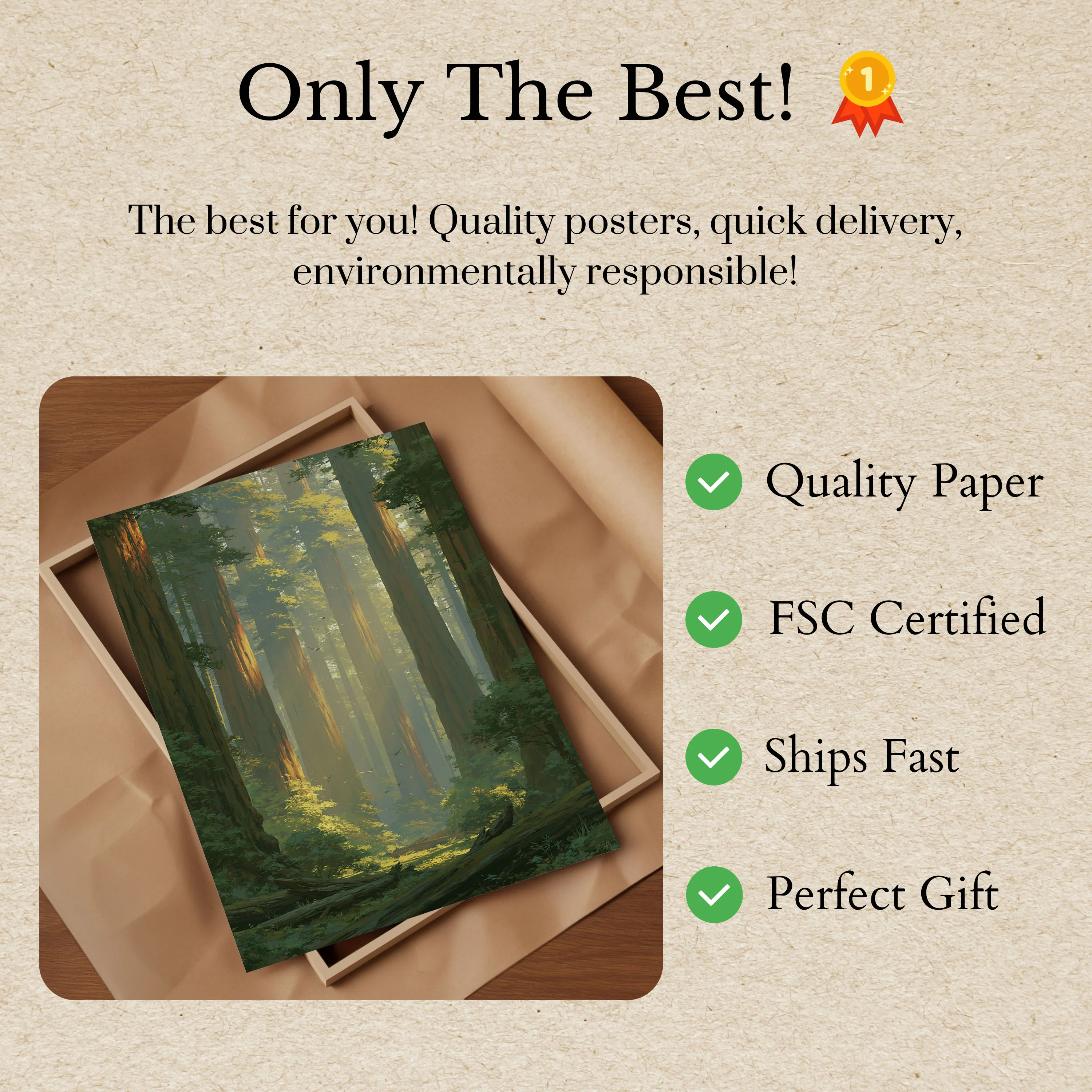 Misty Redwood Forest Pathway Poster - Image 3