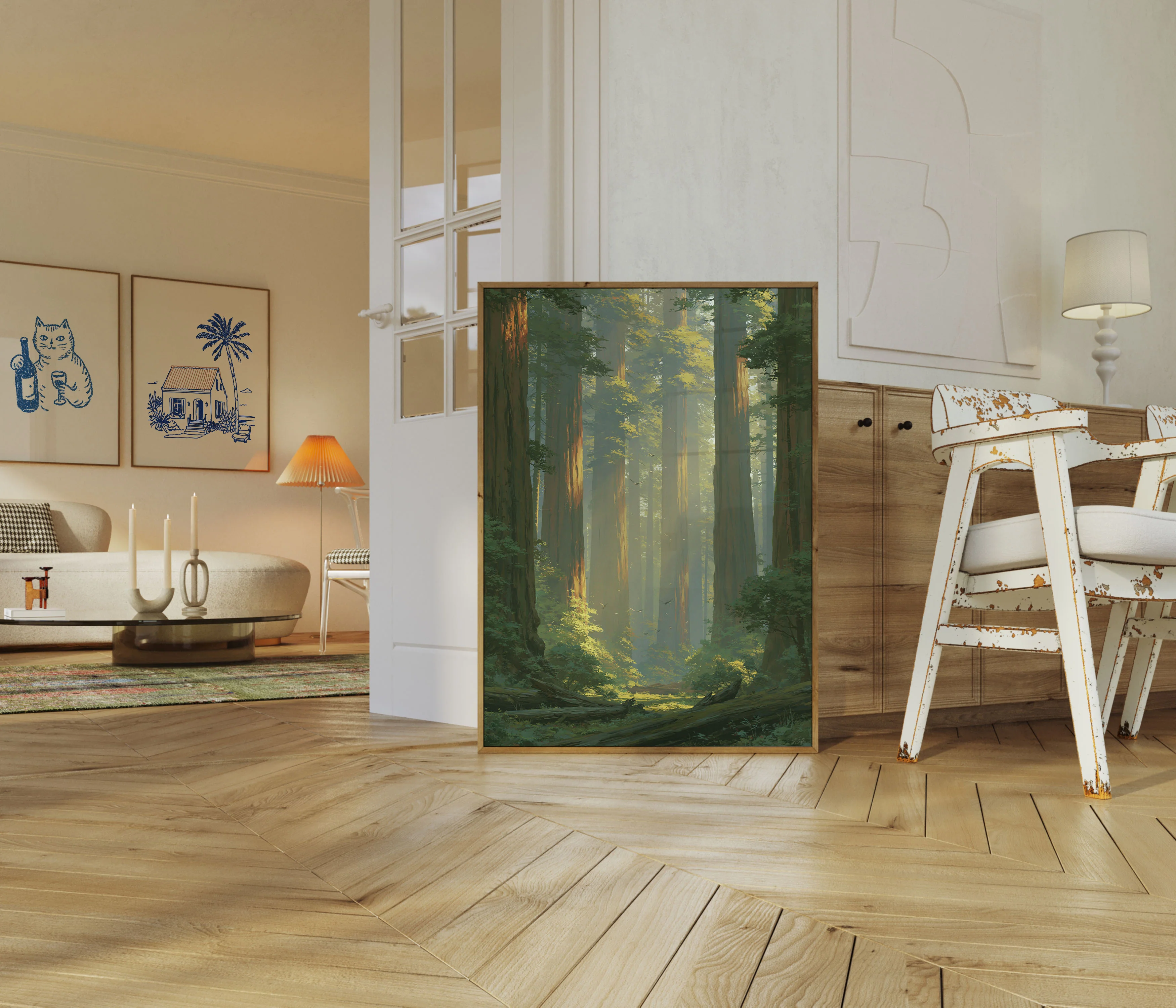Misty Redwood Forest Pathway Poster - Image 5