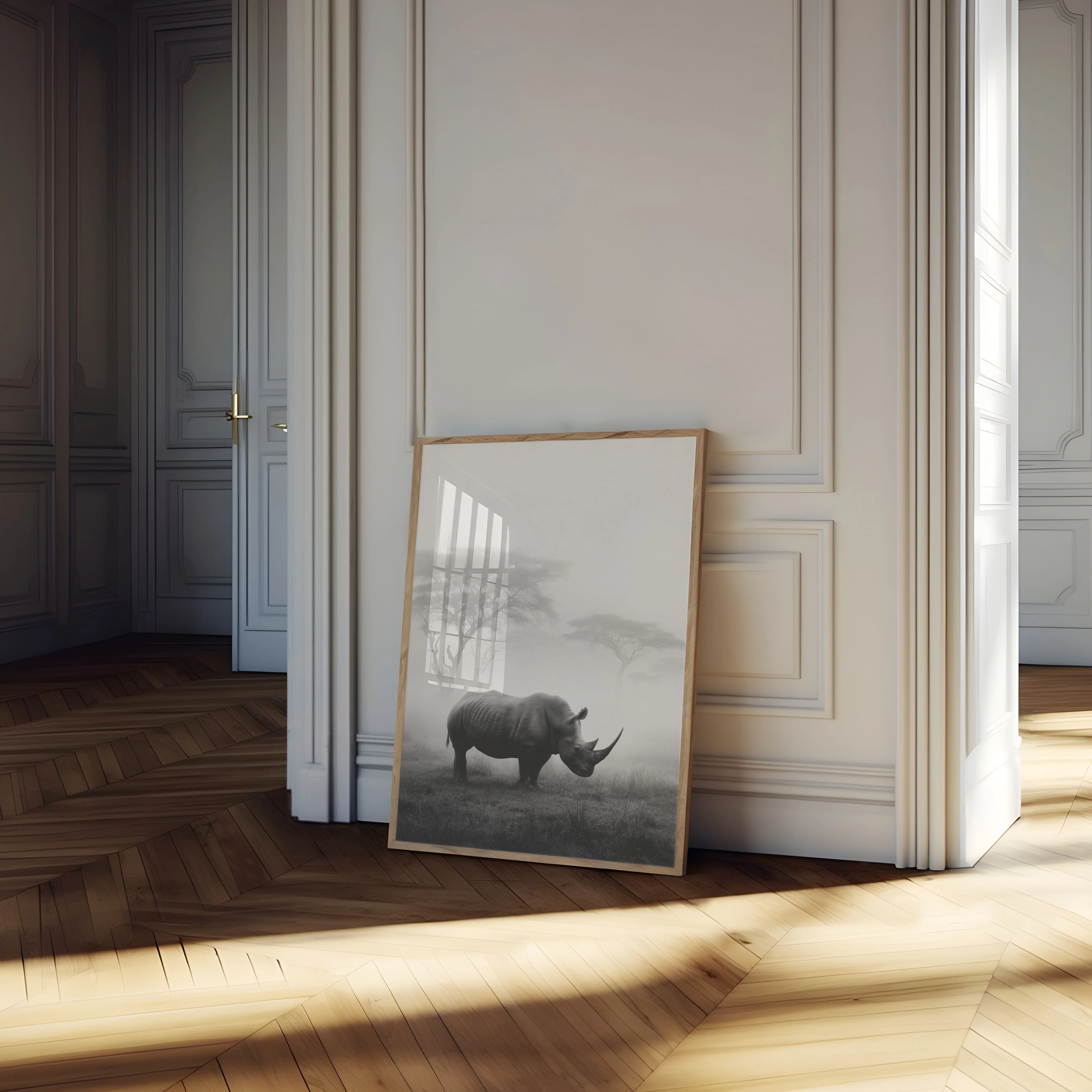 Misty Rhino Savanna Poster - Image 4