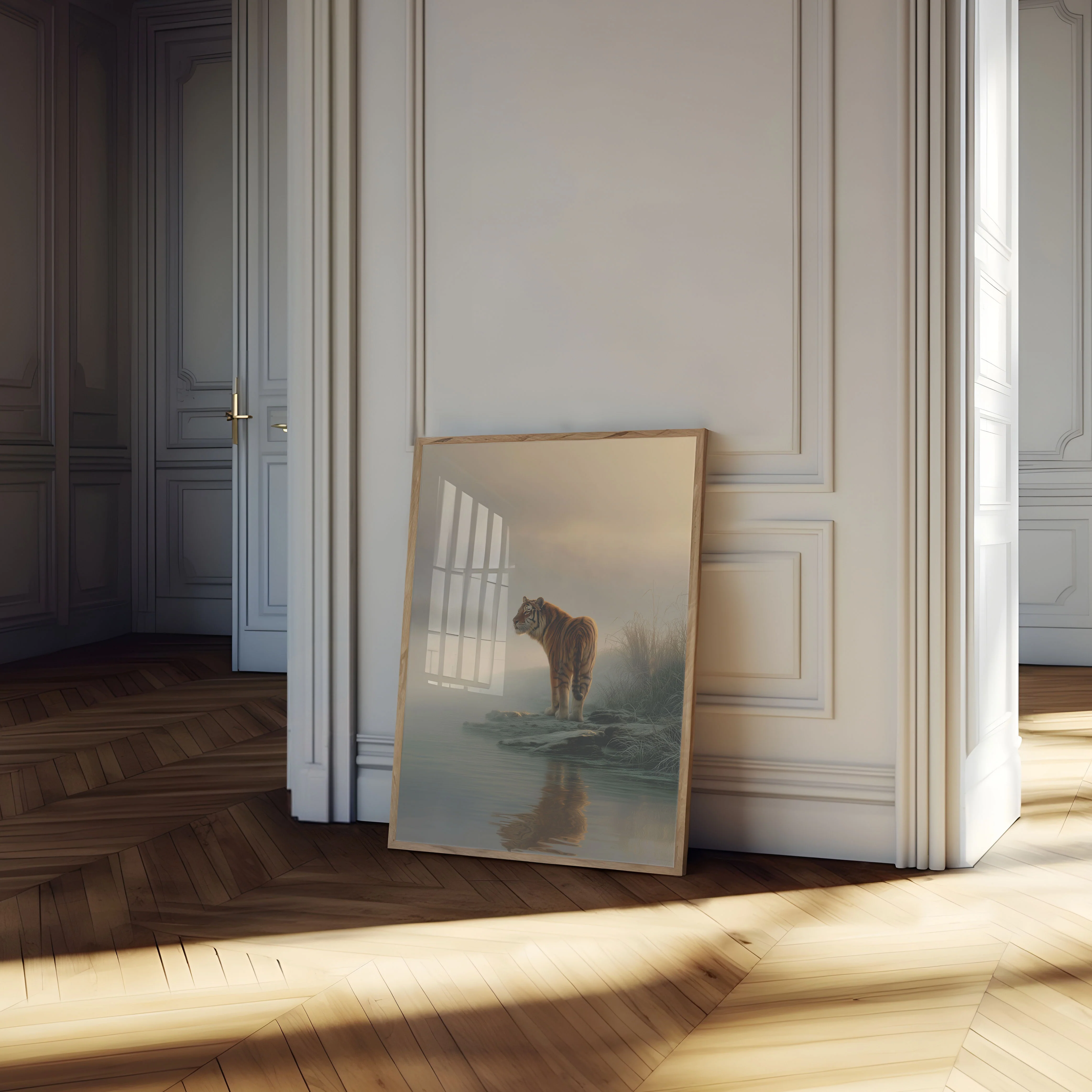 Misty Tiger Reflection Poster - Image 4