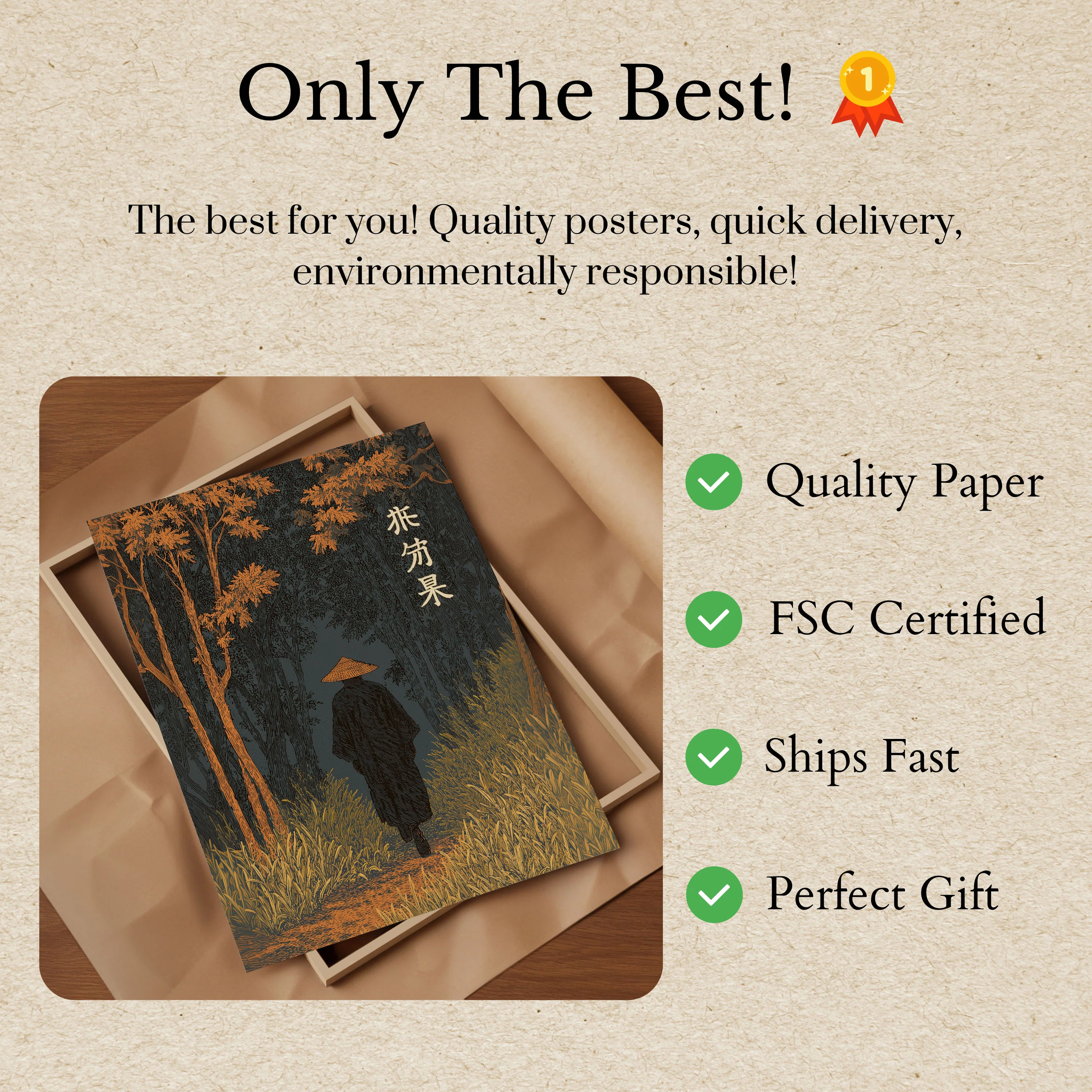 Monk in Autumn Forest Poster - Image 3